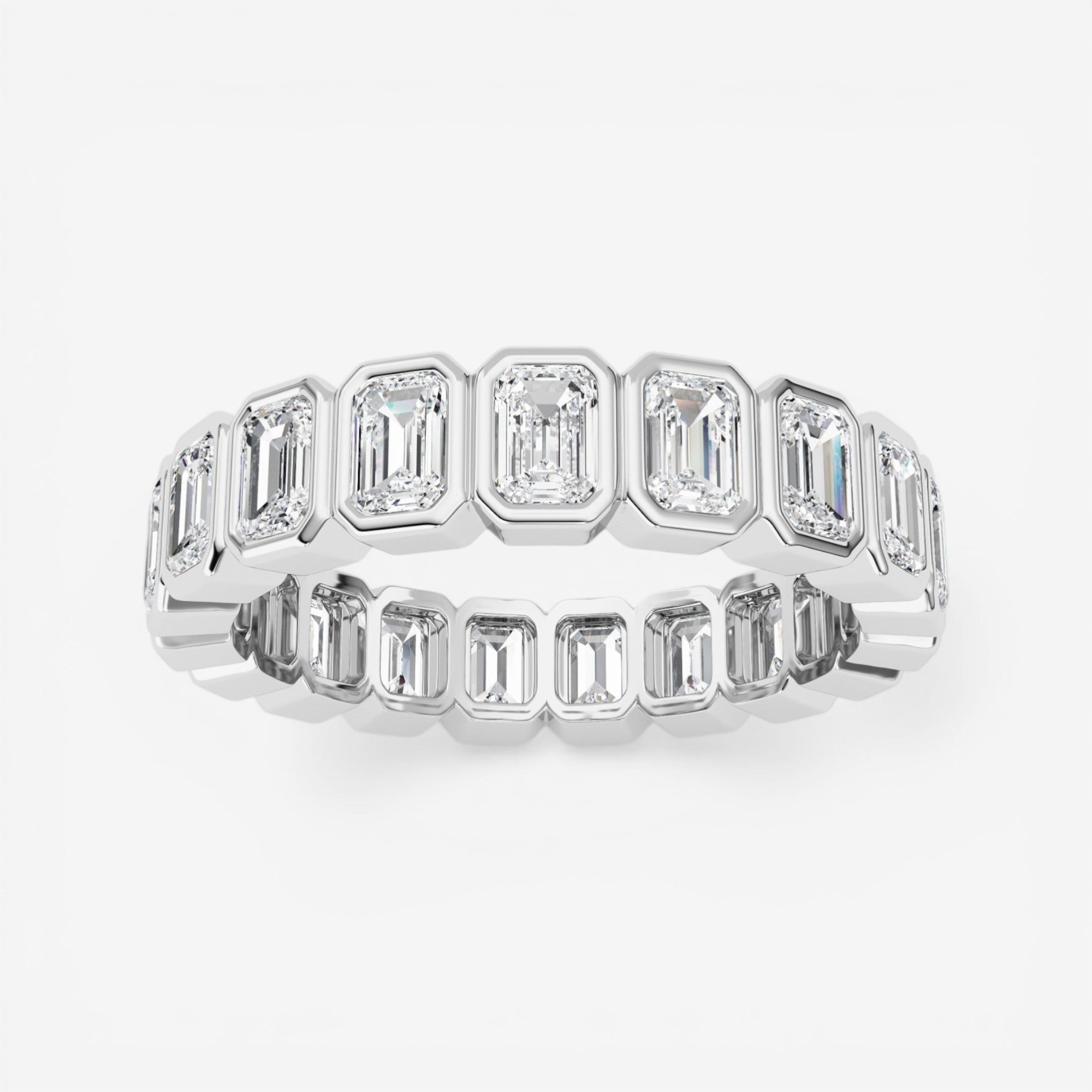 IGI Certified Bezel-Set Emerald Cut Lab-Grown Diamond Eternity Band
