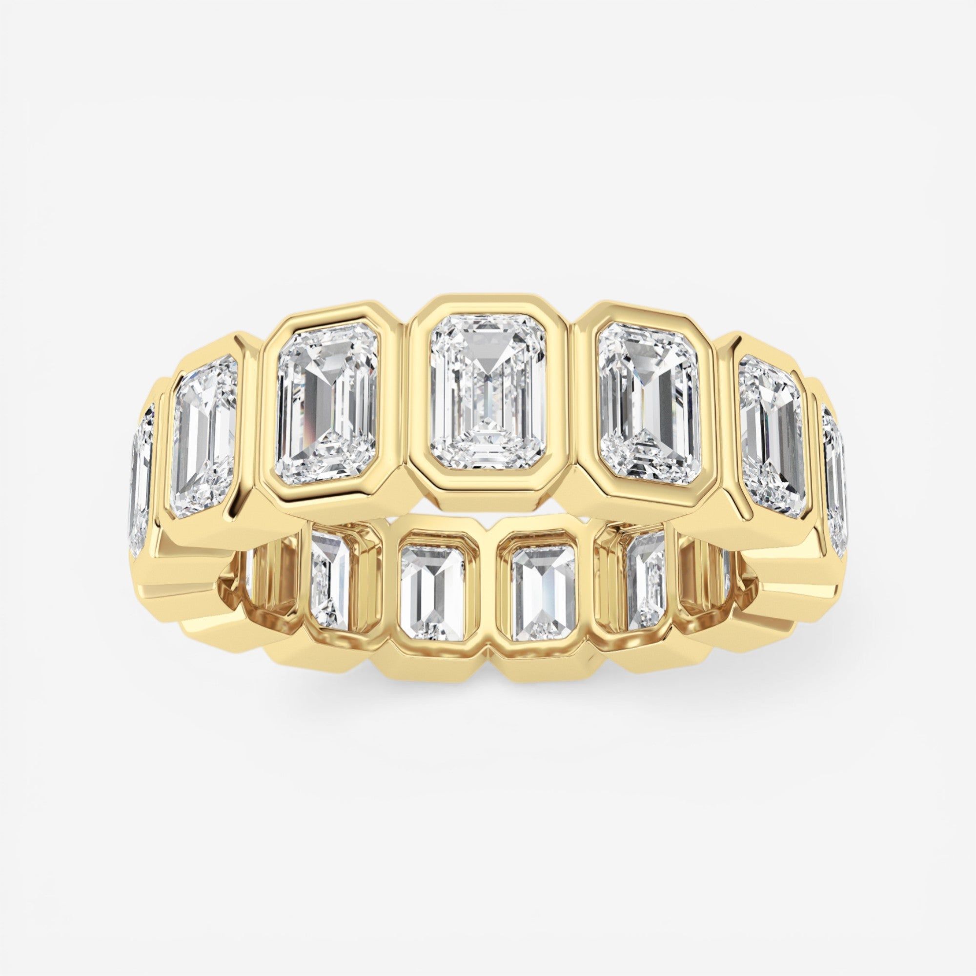 IGI Certified Bezel-Set Emerald Cut Lab-Grown Diamond Eternity Band