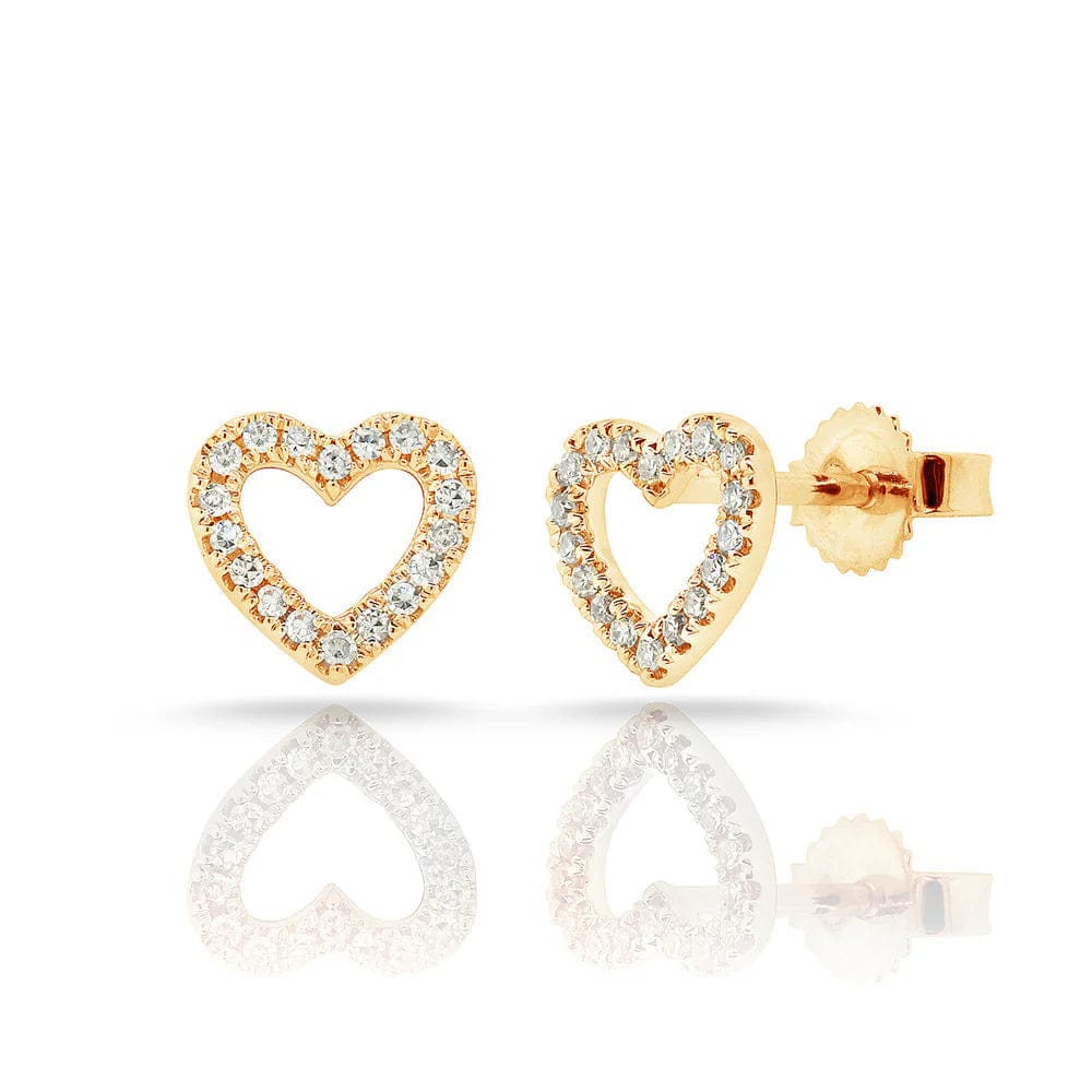 14kt Gold 0.11 CTW Open Heart Diamond Stud Earrings