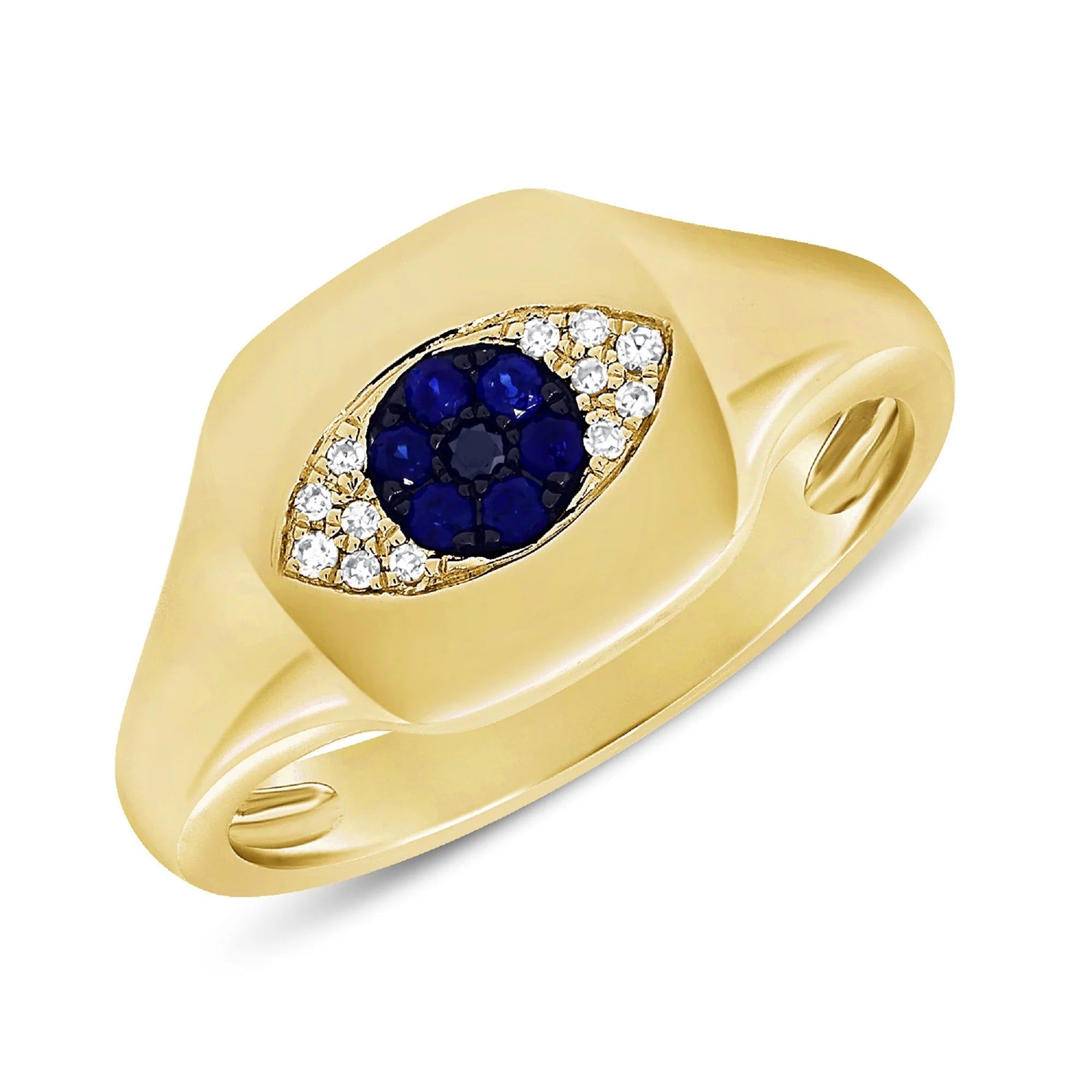 14kt Gold 0.08 CTW Diamond & Sapphire Evil Eye Ring