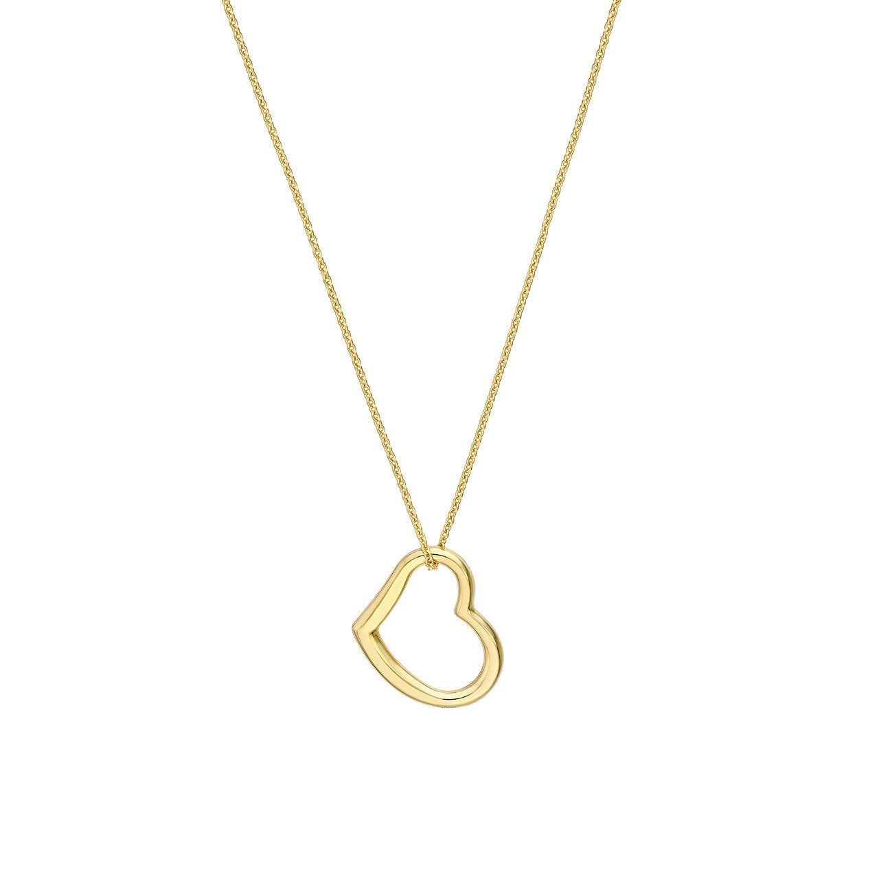 14kt Gold Open Heart Pendant Adjustable Necklace