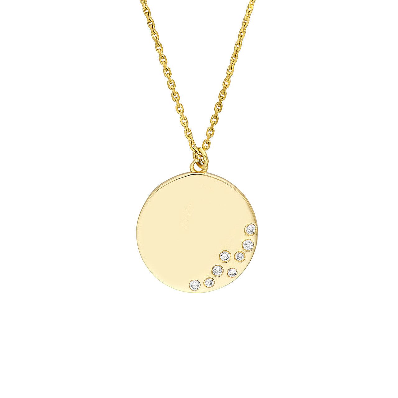 14kt Gold 0.04 CTW Scattered Diamond Medallion Necklace