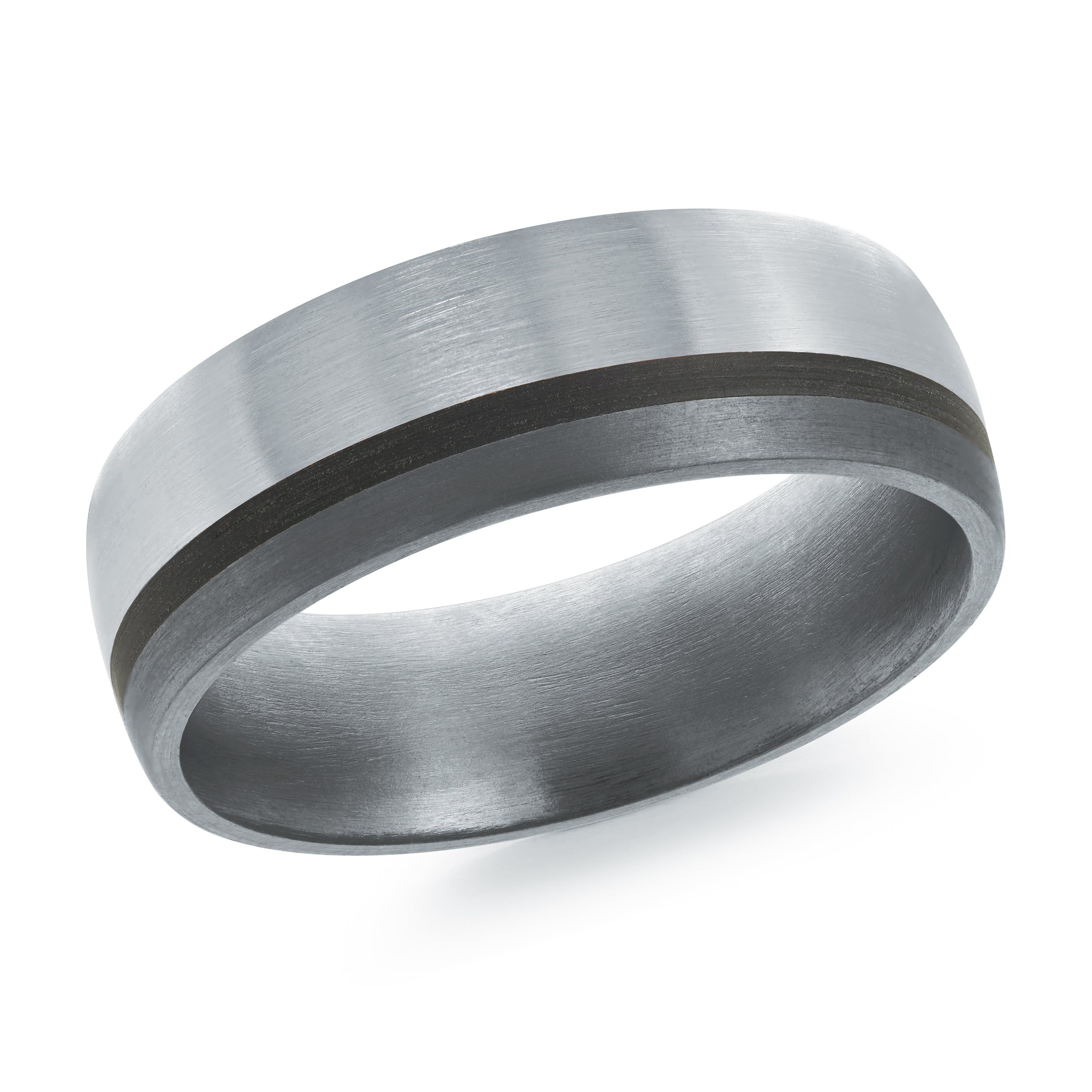 Men's 7mm Satin Gold Wedding Band with Carbon Fiber Inlay & Tantalum Interior