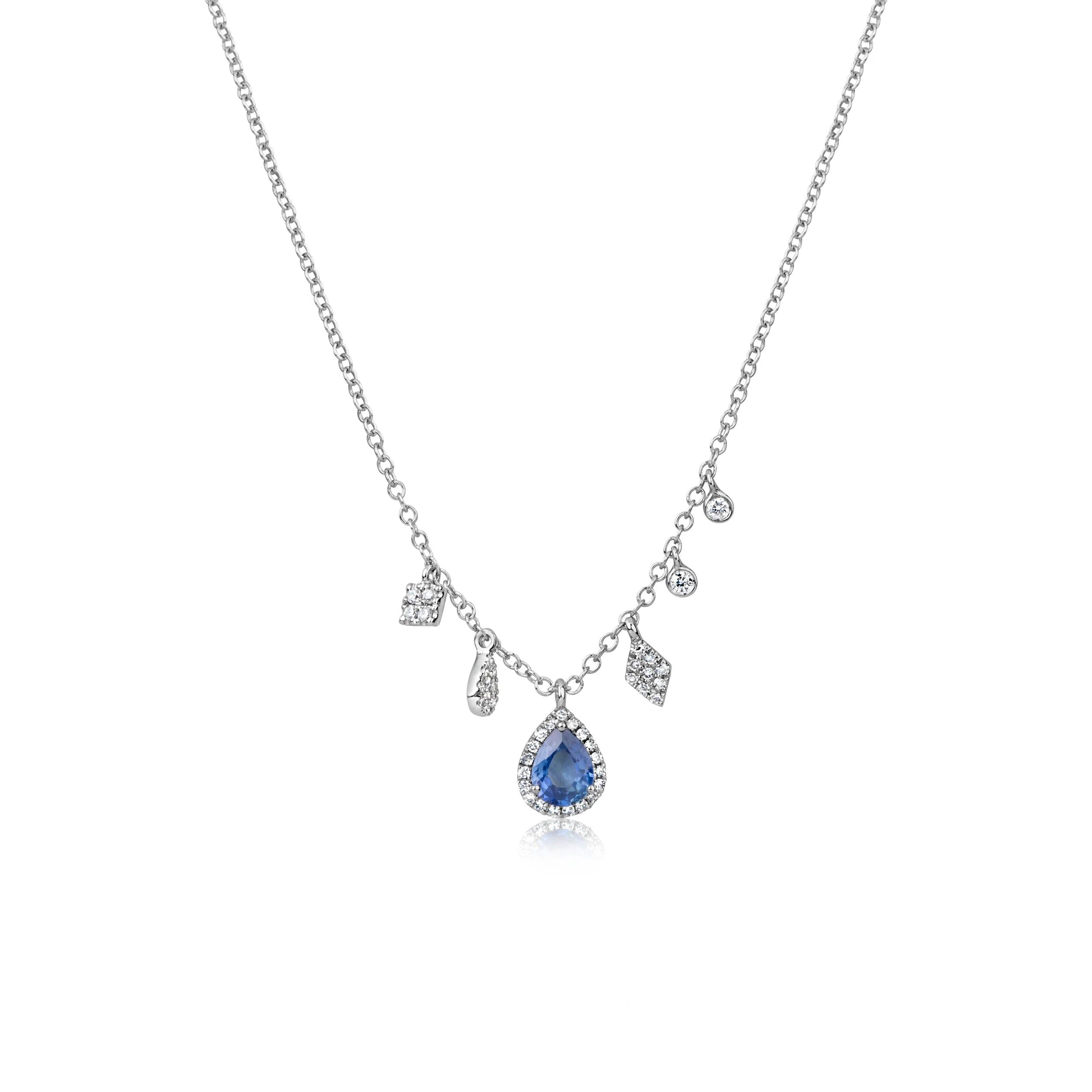 Meira T 14kt Gold 0.48 CTW Blue Sapphire & Diamond Charms Necklace