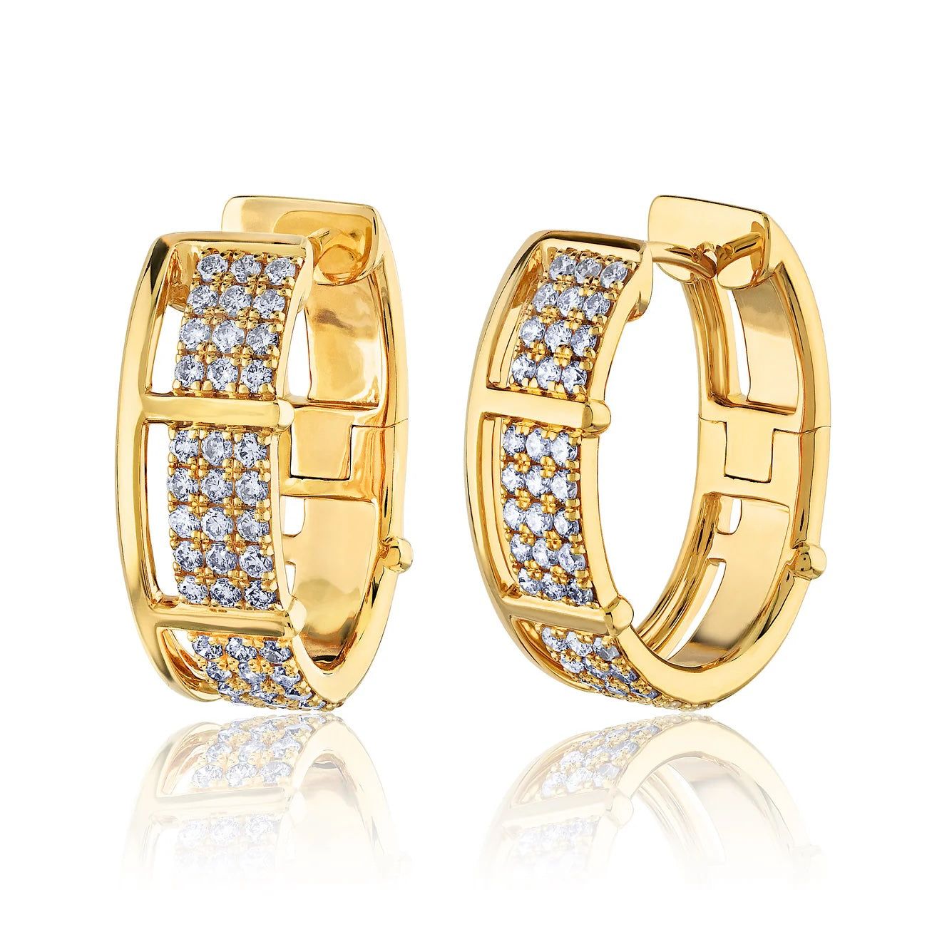 18KT Yellow Gold Modern Diamond Huggies