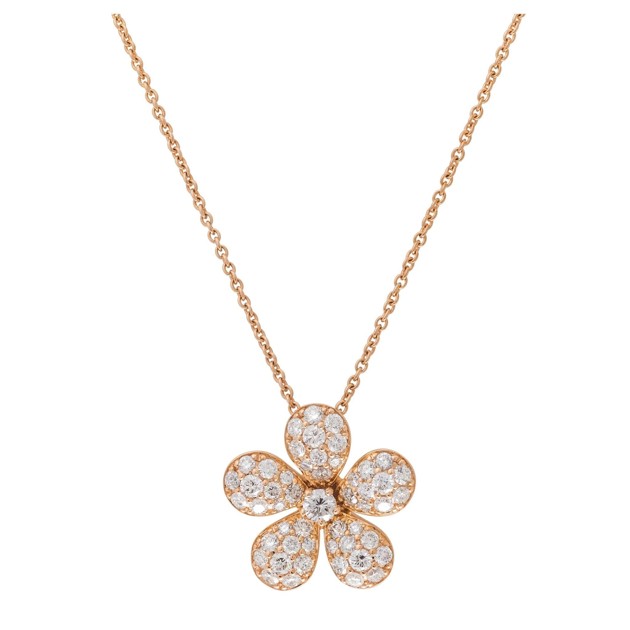 18KT Yellow Gold Diamond Flower Necklace