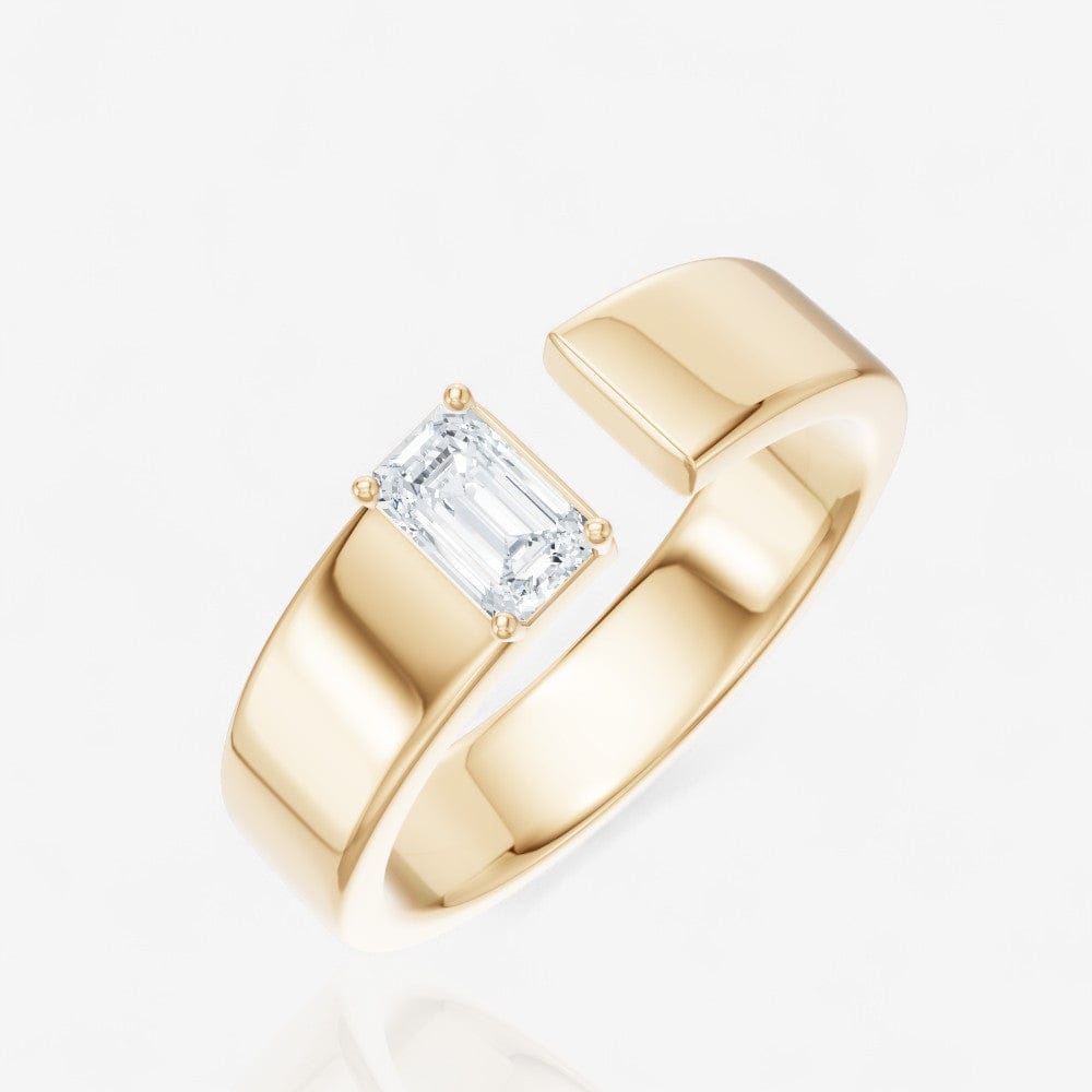 0.30 CTW 14kt Gold Lab-Grown Emerald Cut Diamond Open Cigar Fashion Band