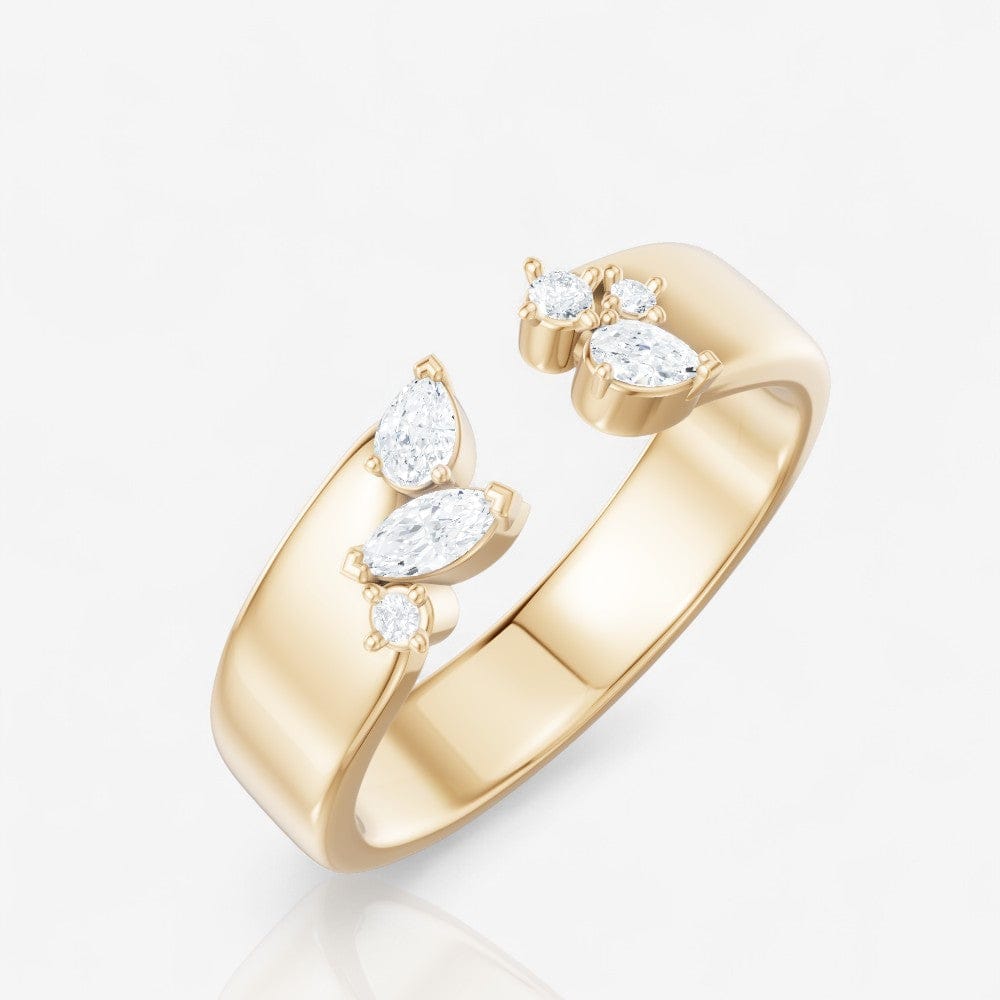 0.23 CTW 14kt Gold Lab-Grown Multi Shape Diamond Open Cigar Fashion Band