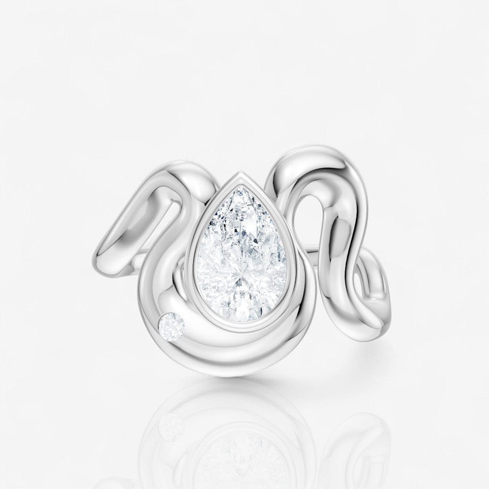 1.02 CTW 14kt Gold Organic Freeform Bezel-Set Lab-Grown Pear Diamond Fashion Ring