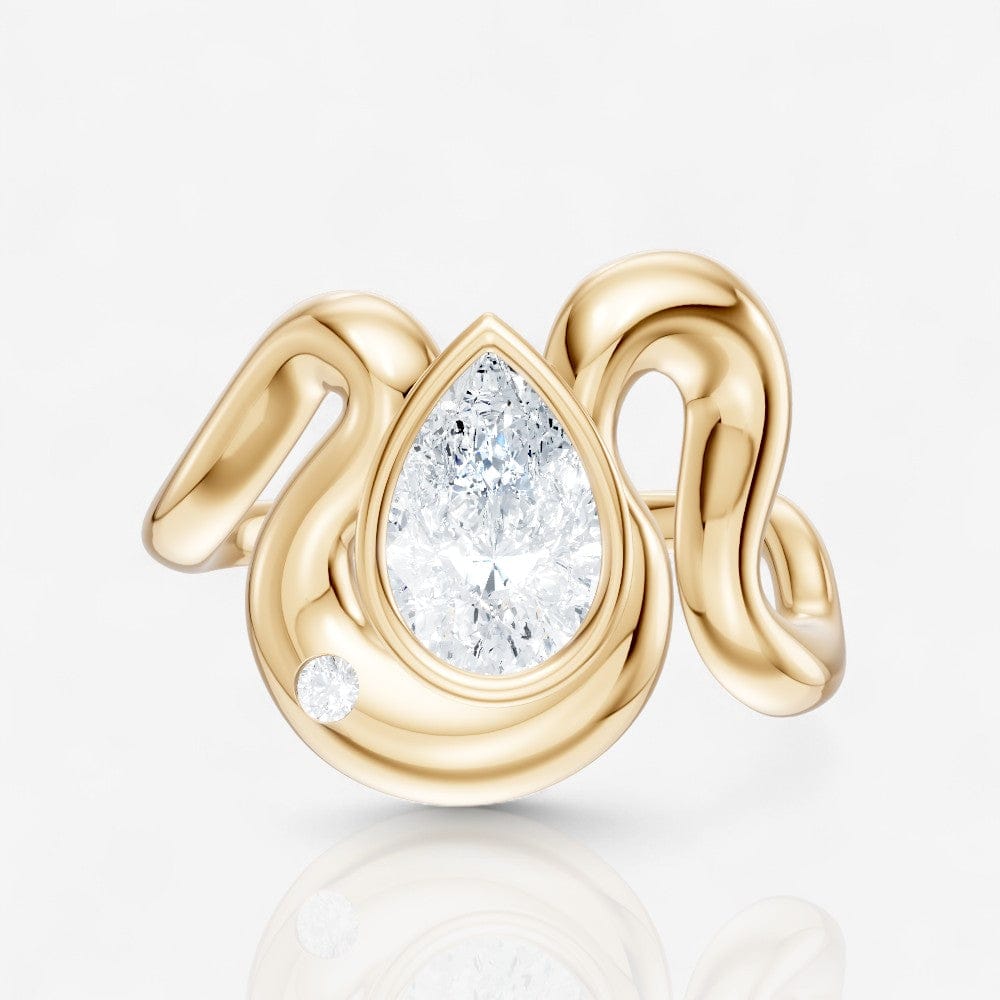 1.02 CTW 14kt Gold Organic Freeform Bezel-Set Lab-Grown Pear Diamond Fashion Ring