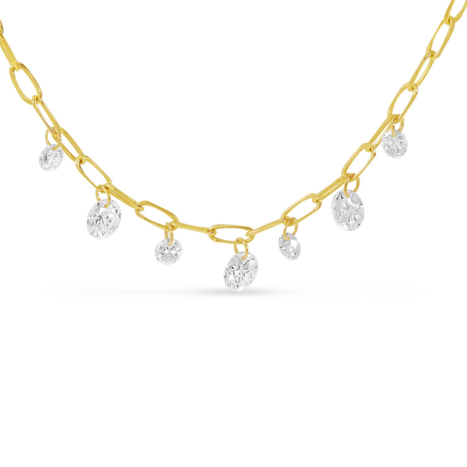 14kt Yellow Gold 0.65 CTW Natural Diamond 7-Stone Link Necklace, 18 Inches
