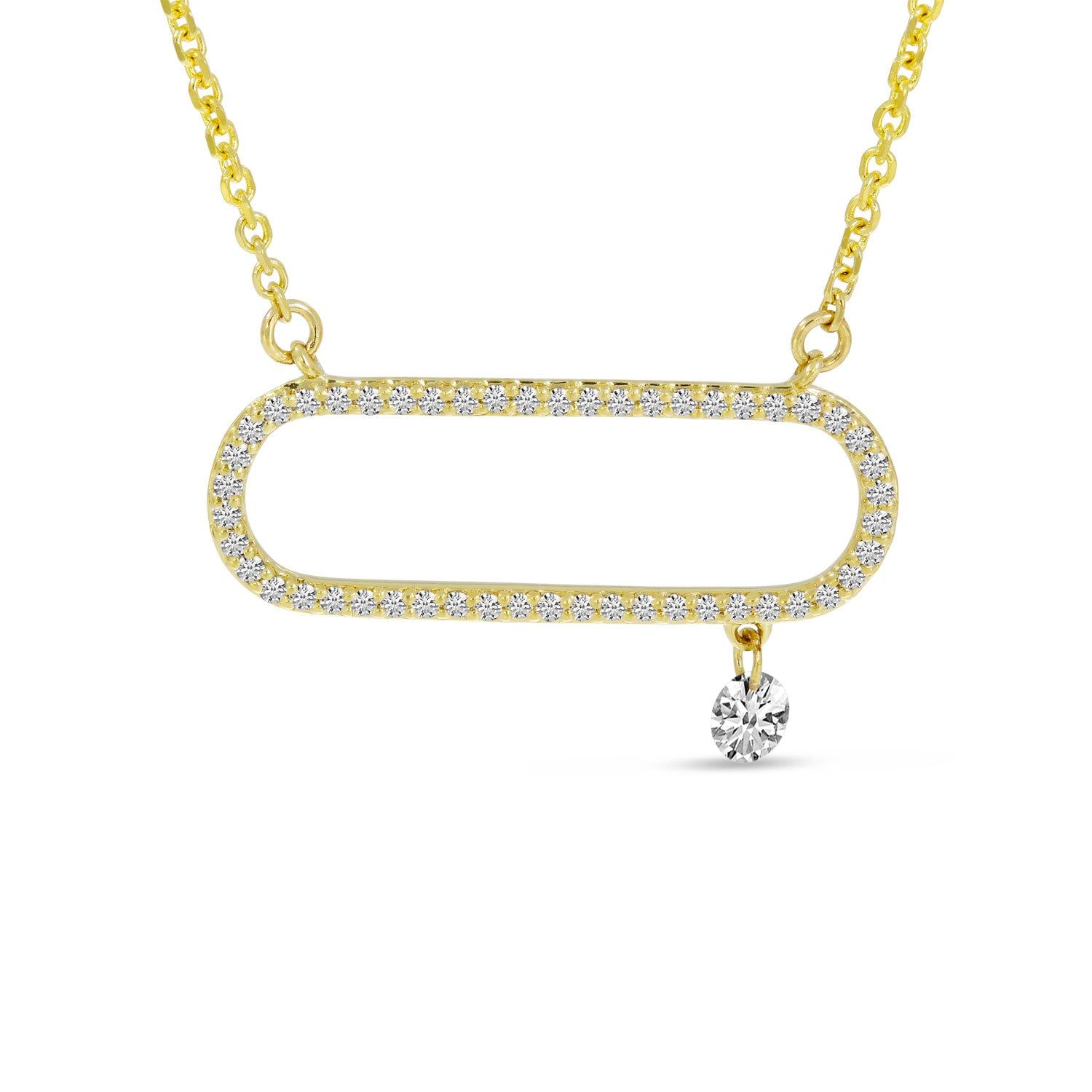 14kt Yellow Gold 0.23 CTW Natural Diamond Open Paperclip Cable Chain Necklace, 18 Inches