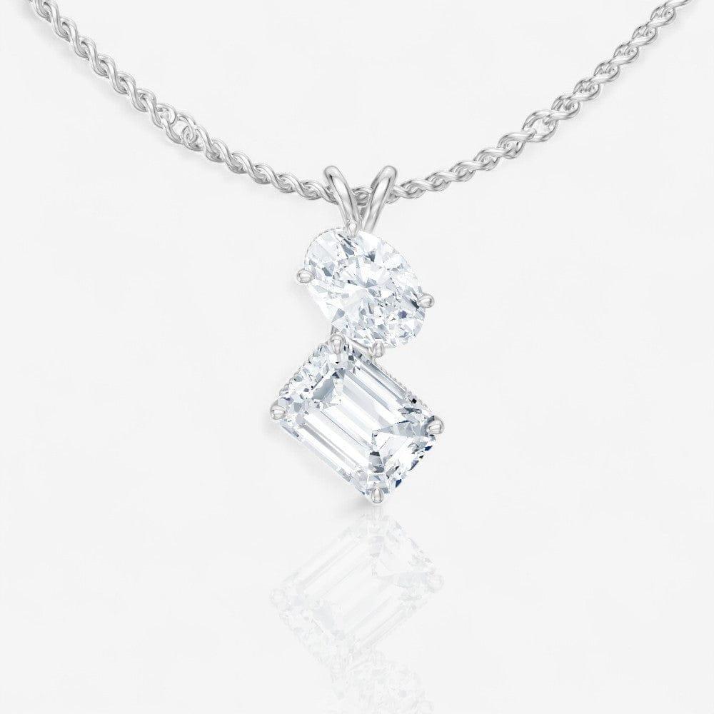 Toi et Moi Oval & Emerald Cut Lab-Grown Diamond Pendant