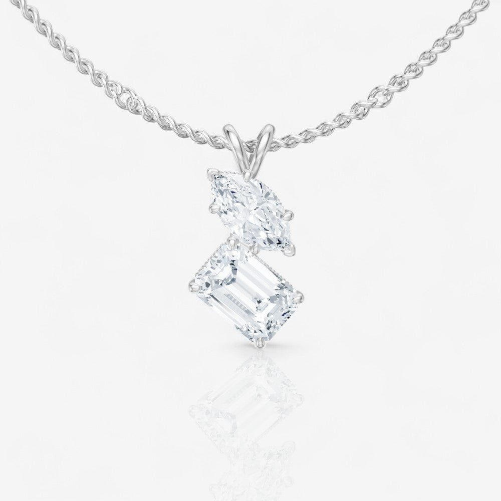 Toi et Moi Marquise & Emerald Cut Lab-Grown Diamond Pendant