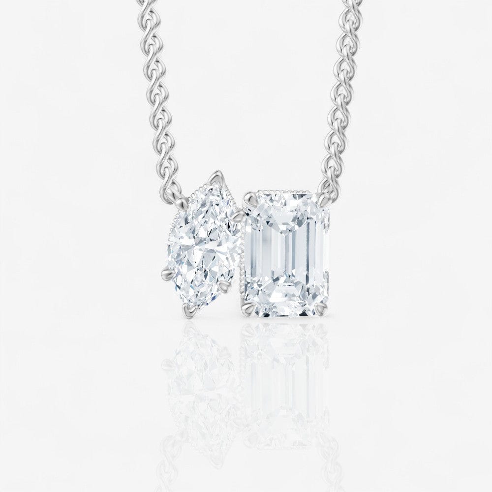 Custom Toi et Moi Marquise & Emerald Cut Diamond Pendant