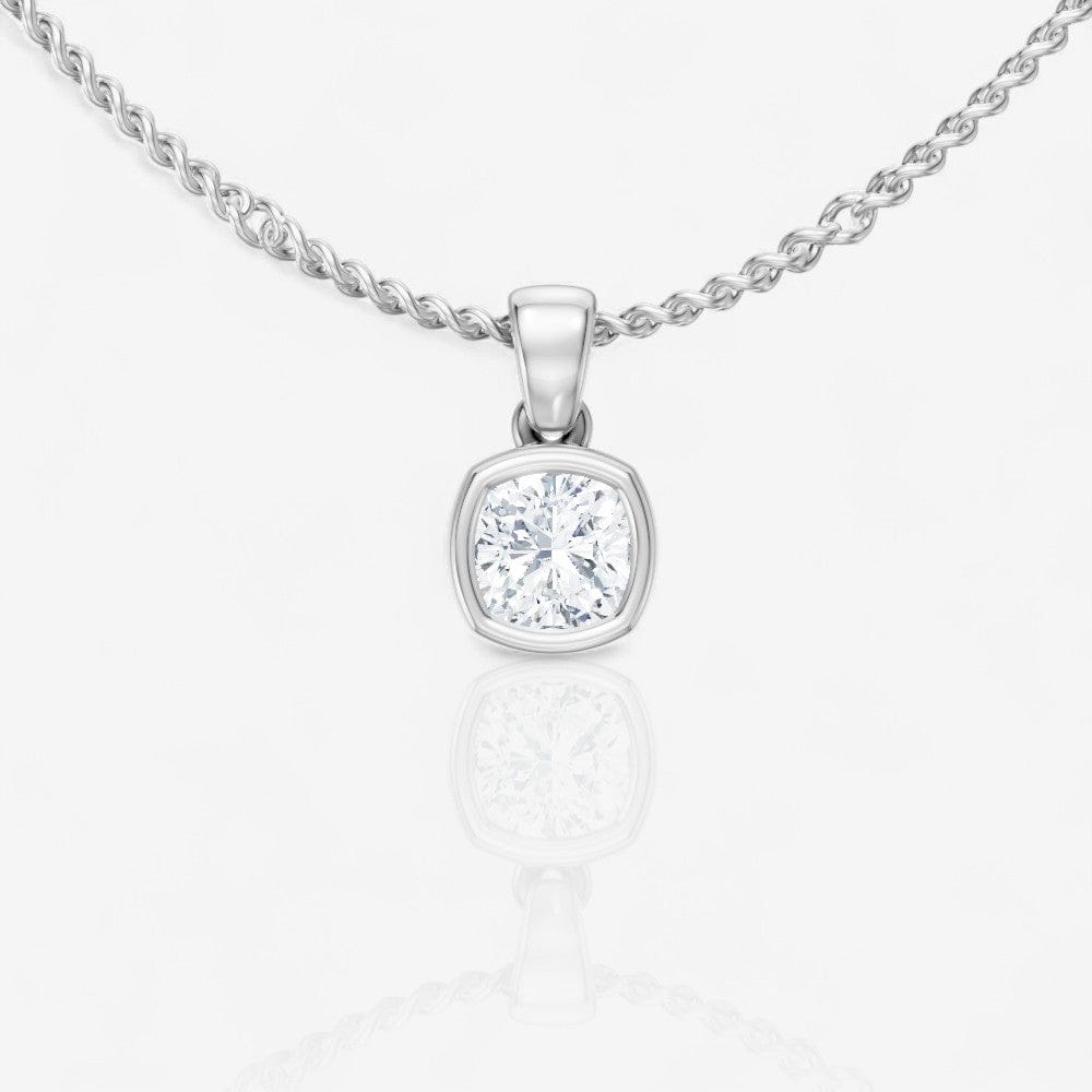Custom Bezel-Set Cushion-Cut Solitaire Pendant Setting