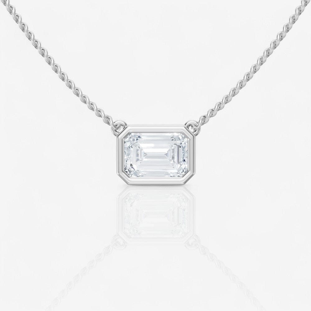 Design Your Own Bezel-Set Stationary Emerald Cut Solitaire Pendant Setting