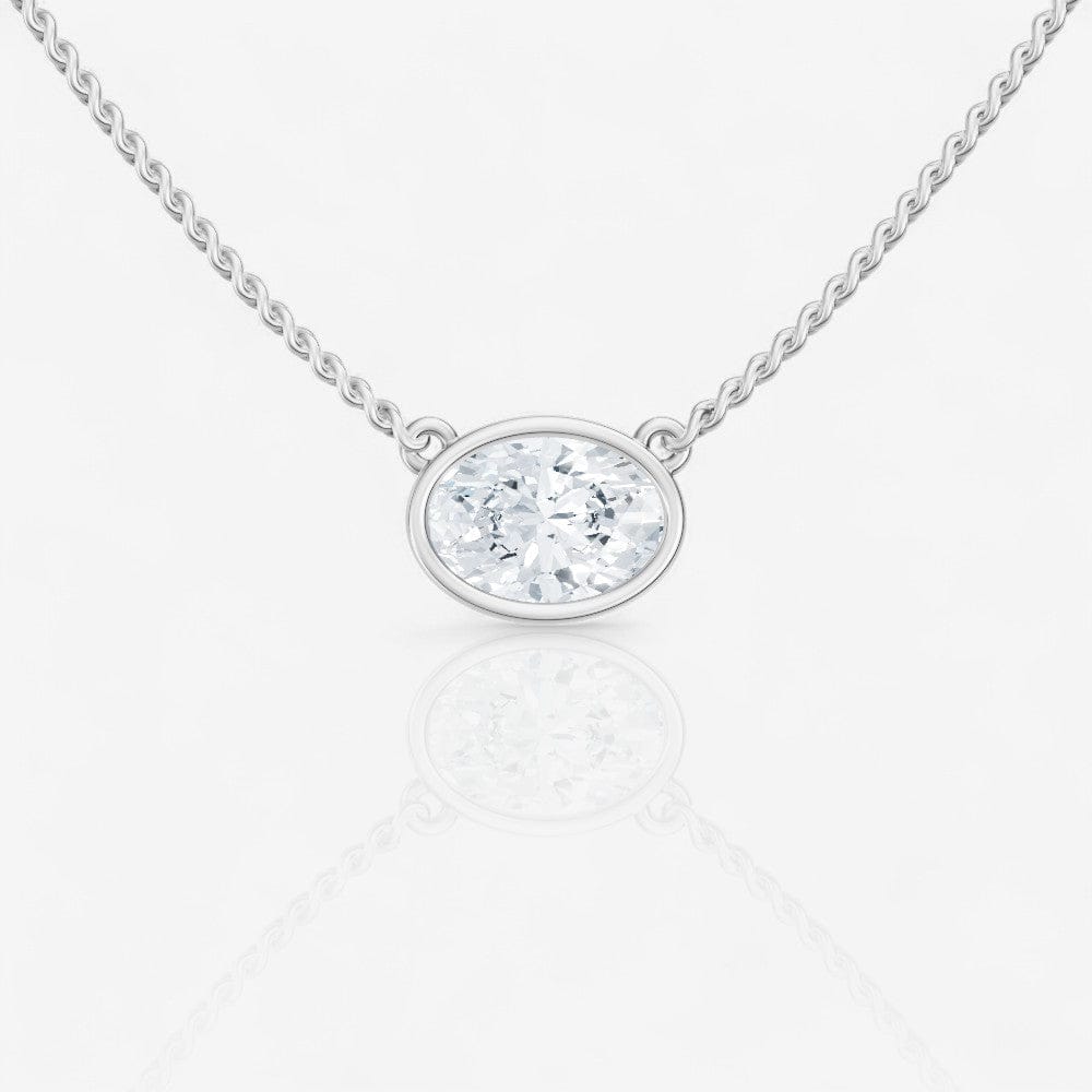 Design Your Own Bezel-Set Stationary Oval Cut Solitaire Pendant Setting