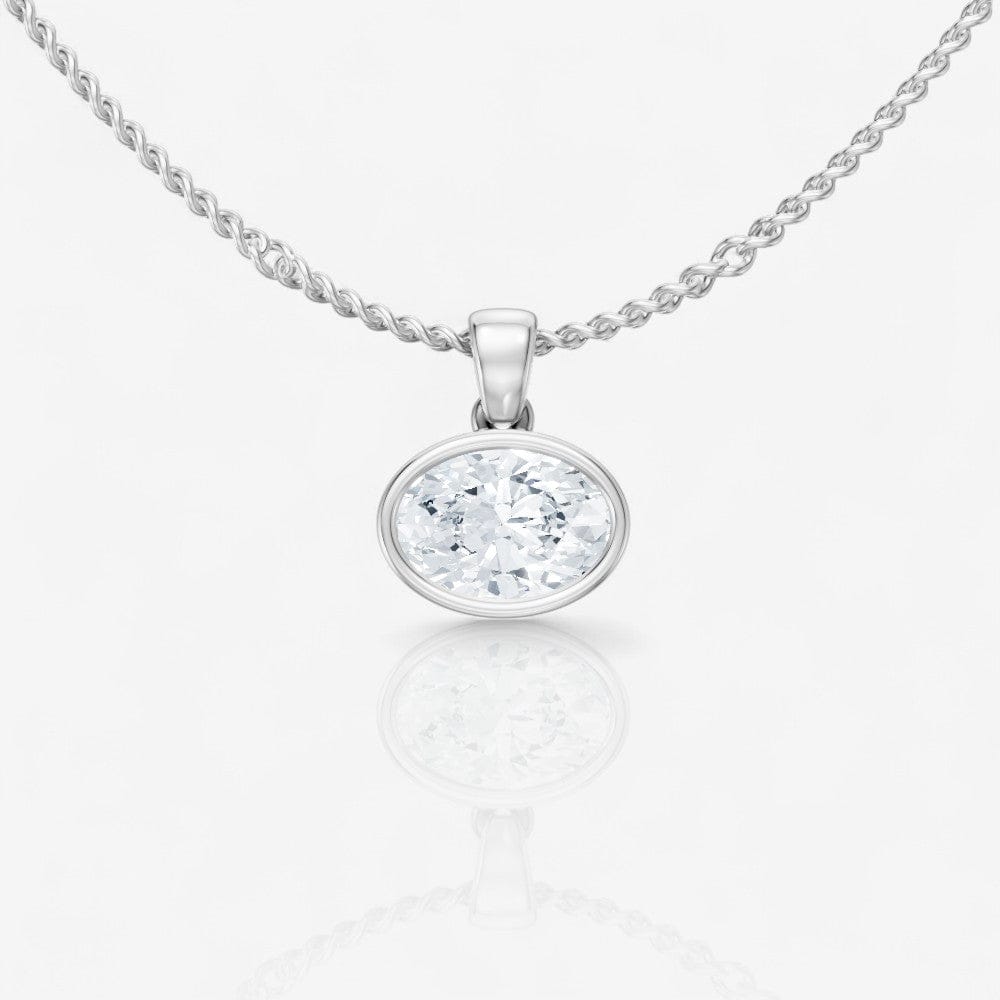 Bezel-Set Oval Solitaire Lab-Grown Diamond Pendant