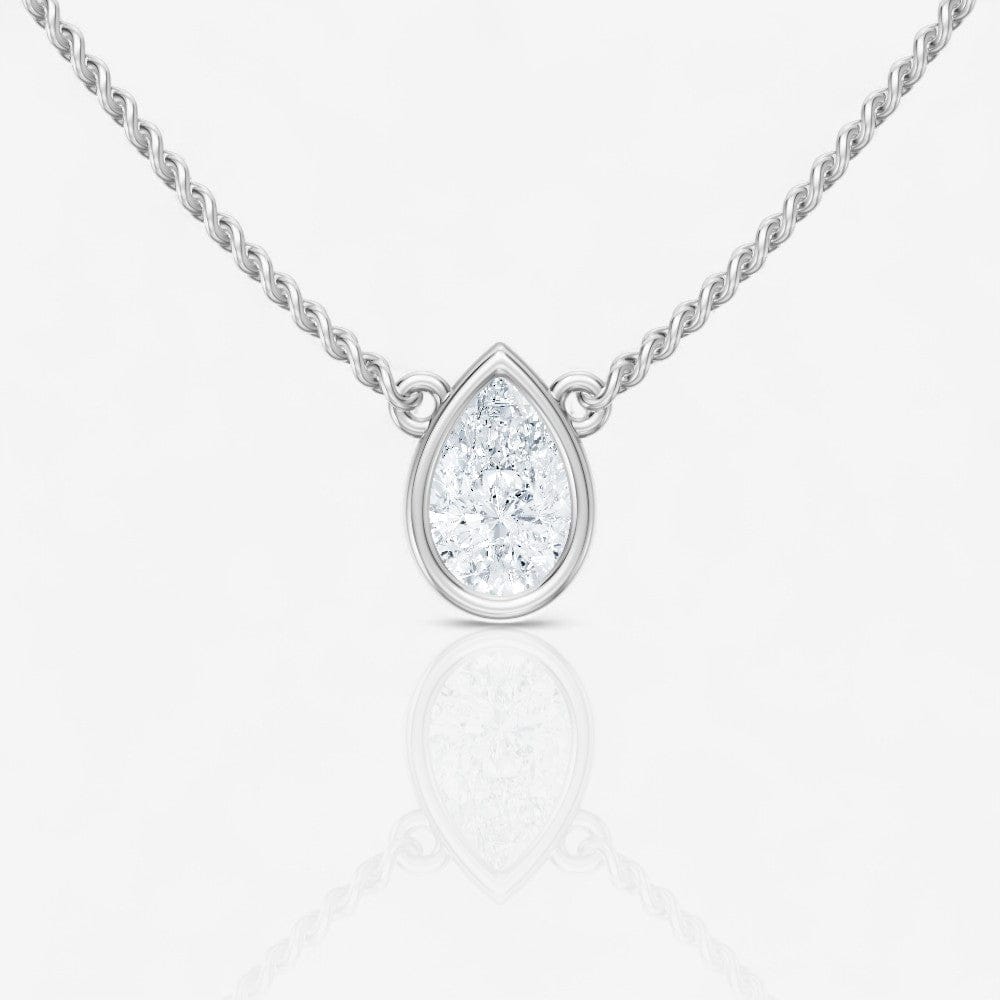 Design Your Own Bezel-Set Stationary Pear Cut Solitaire Pendant Setting