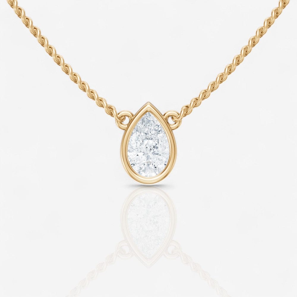 Design Your Own Bezel-Set Stationary Pear Cut Solitaire Pendant Setting
