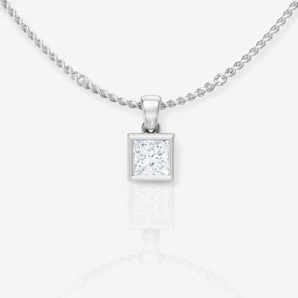 Bezel-Set Princess Cut Solitaire Lab-Grown Diamond Pendant