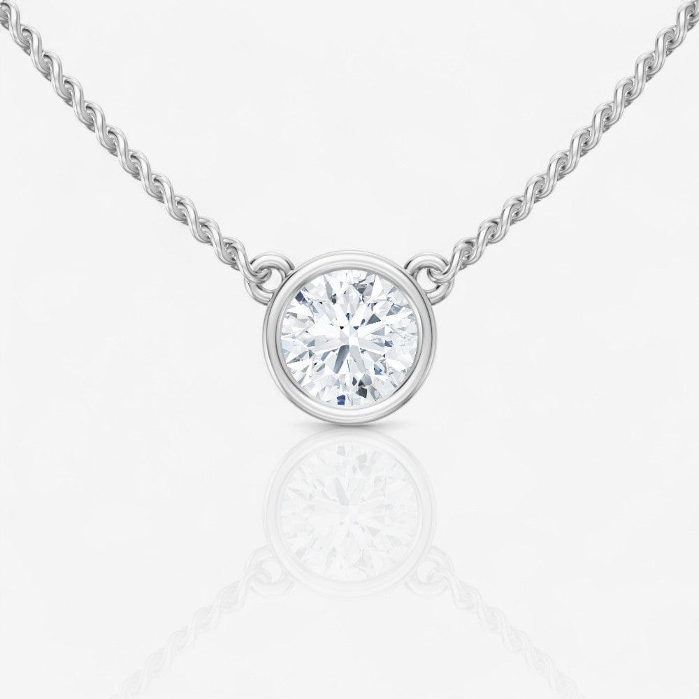 Bezel-Set Round Solitaire Lab-Grown Stationary Diamond Pendant