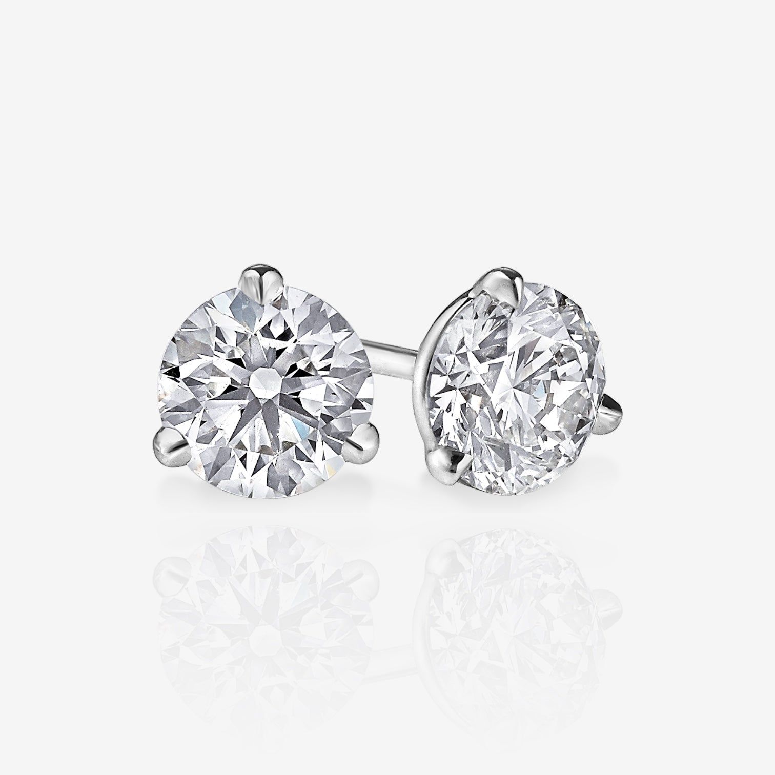 Three-Prong Diamond Stud Earrings