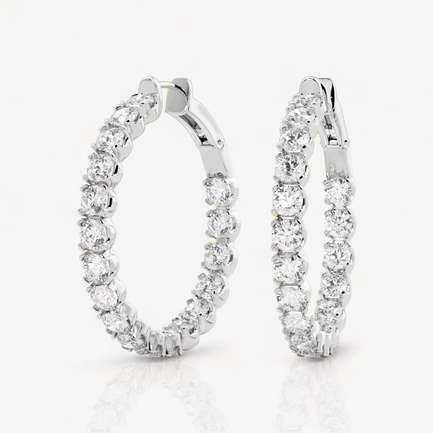 Lab Grown Diamond Eternity Hoop Earrings, 1.25 Inch Diameter