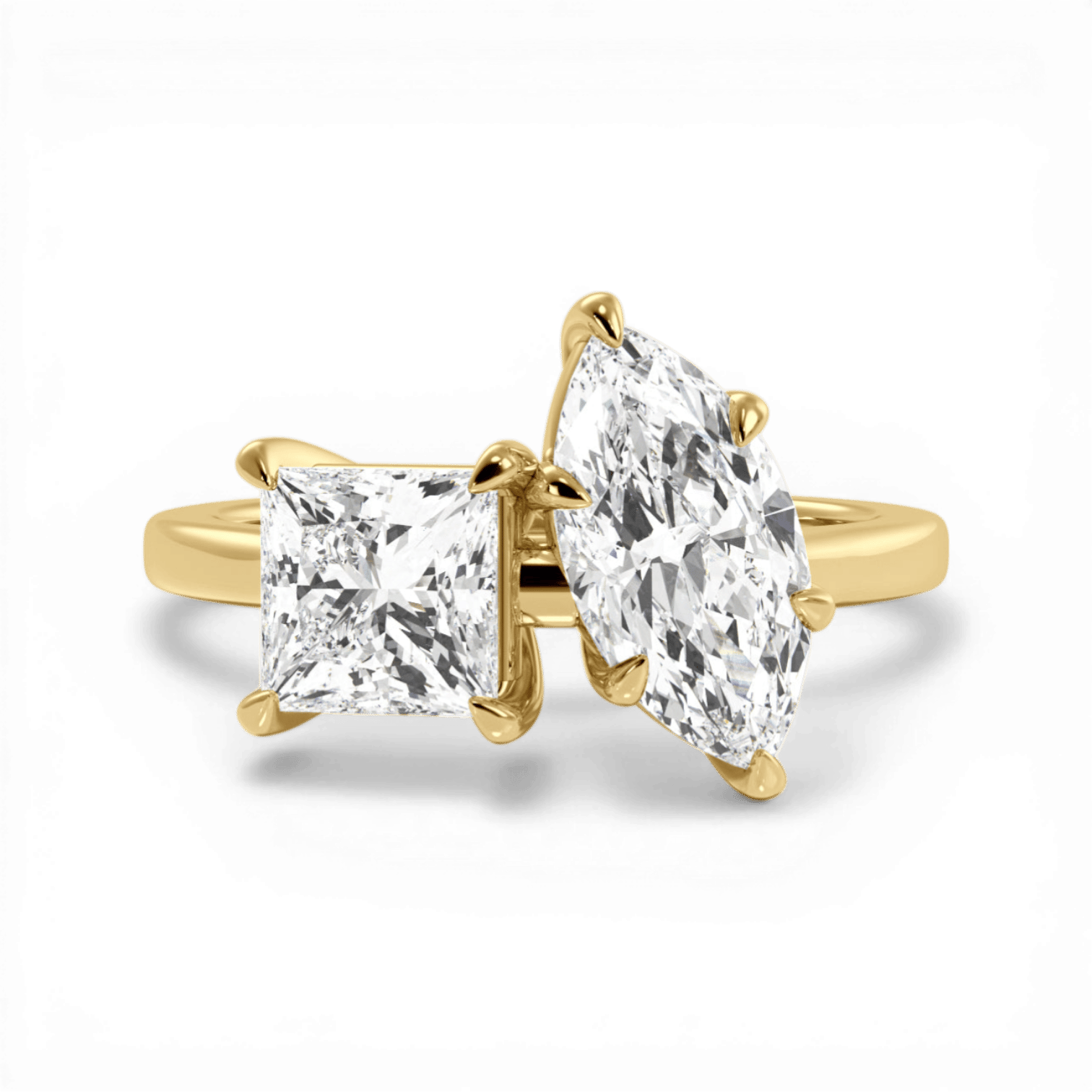 Toi et Moi Personalized Princess & Marquise Cut 18kt Yellow Gold Diamond Engagement Ring