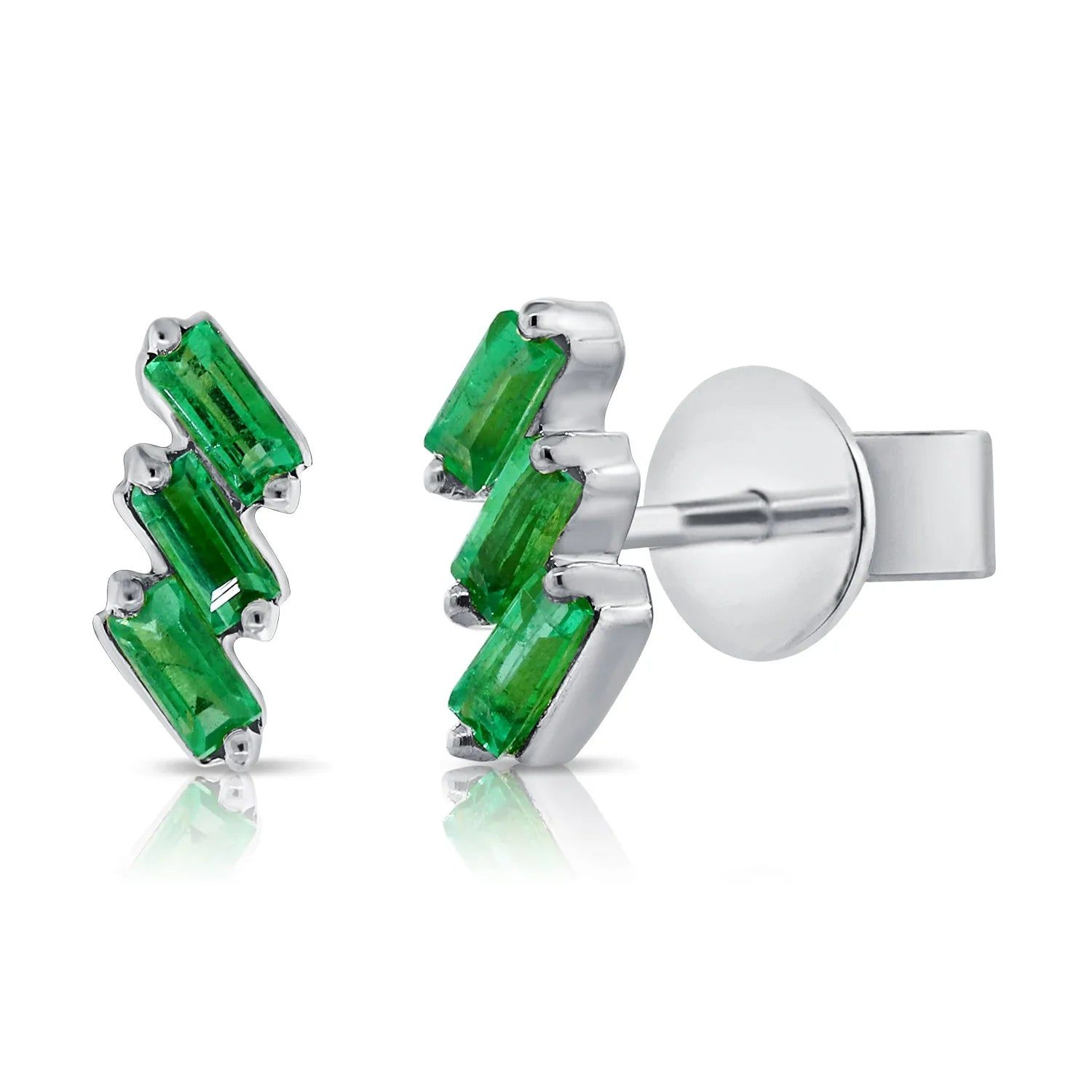 14kt Gold 0.30 CTW Emerald Baguette Stud Earrings