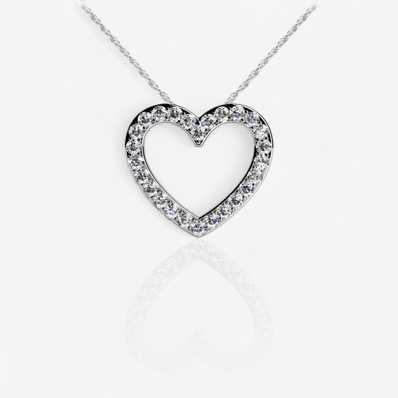 Classic Heart Shape Diamond Pendant Necklace