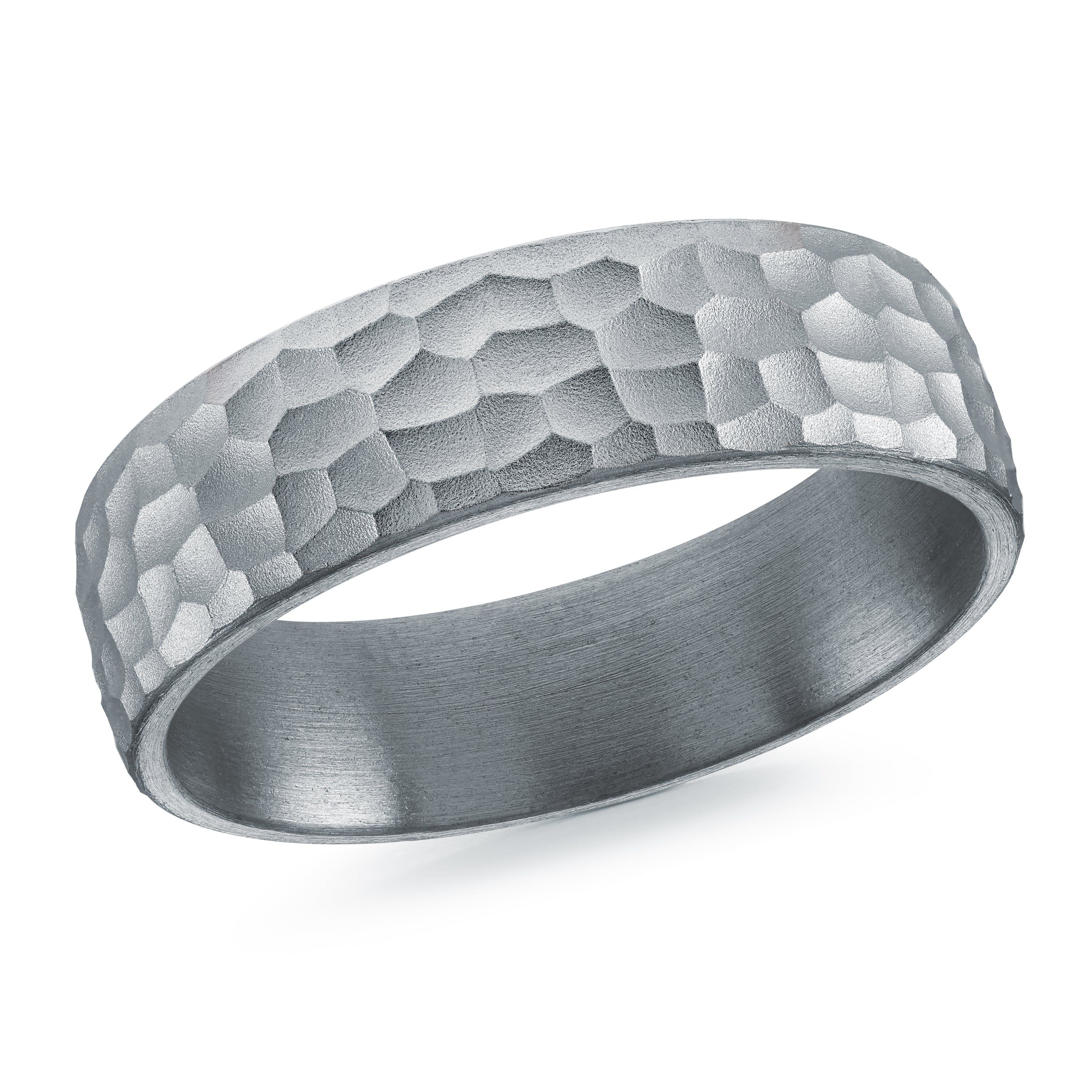 Men's 6mm Tantalum Domed Hammer Finish Wedding Ring