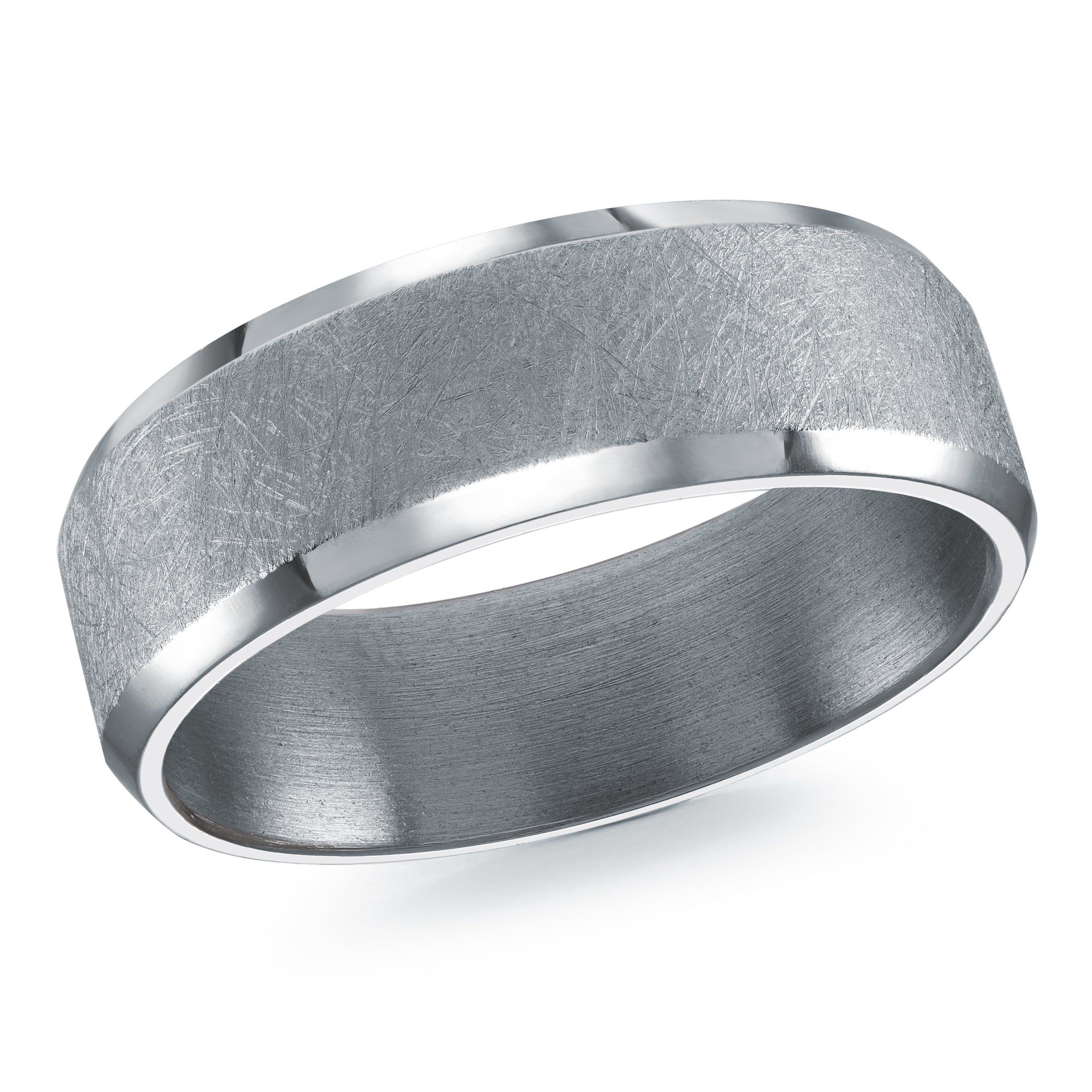 Men's 7mm Tantalum Beveled Edge Scratch Finish Wedding Ring