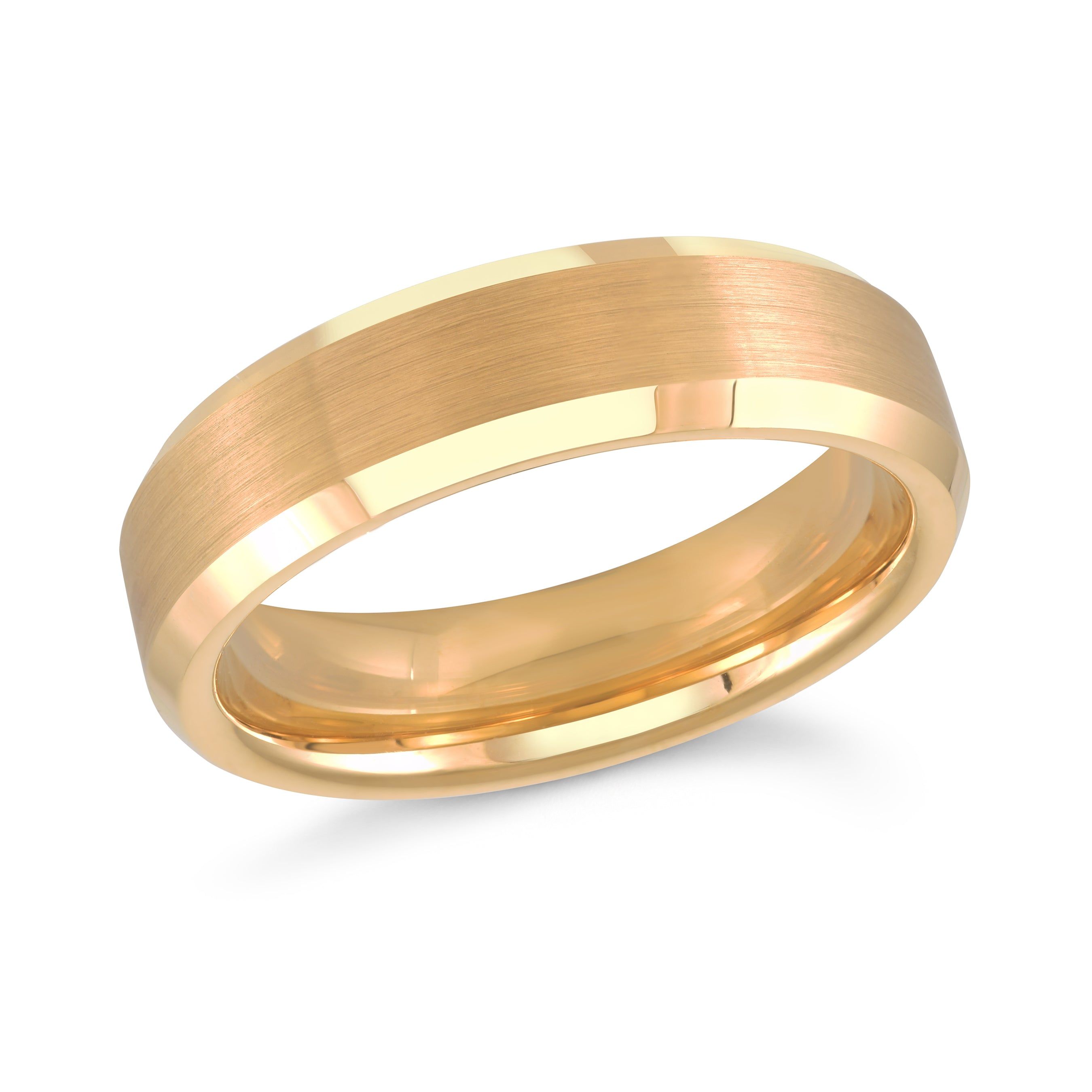 Men's 6mm Yellow Plated Tungsten Satin Wedding Ring
