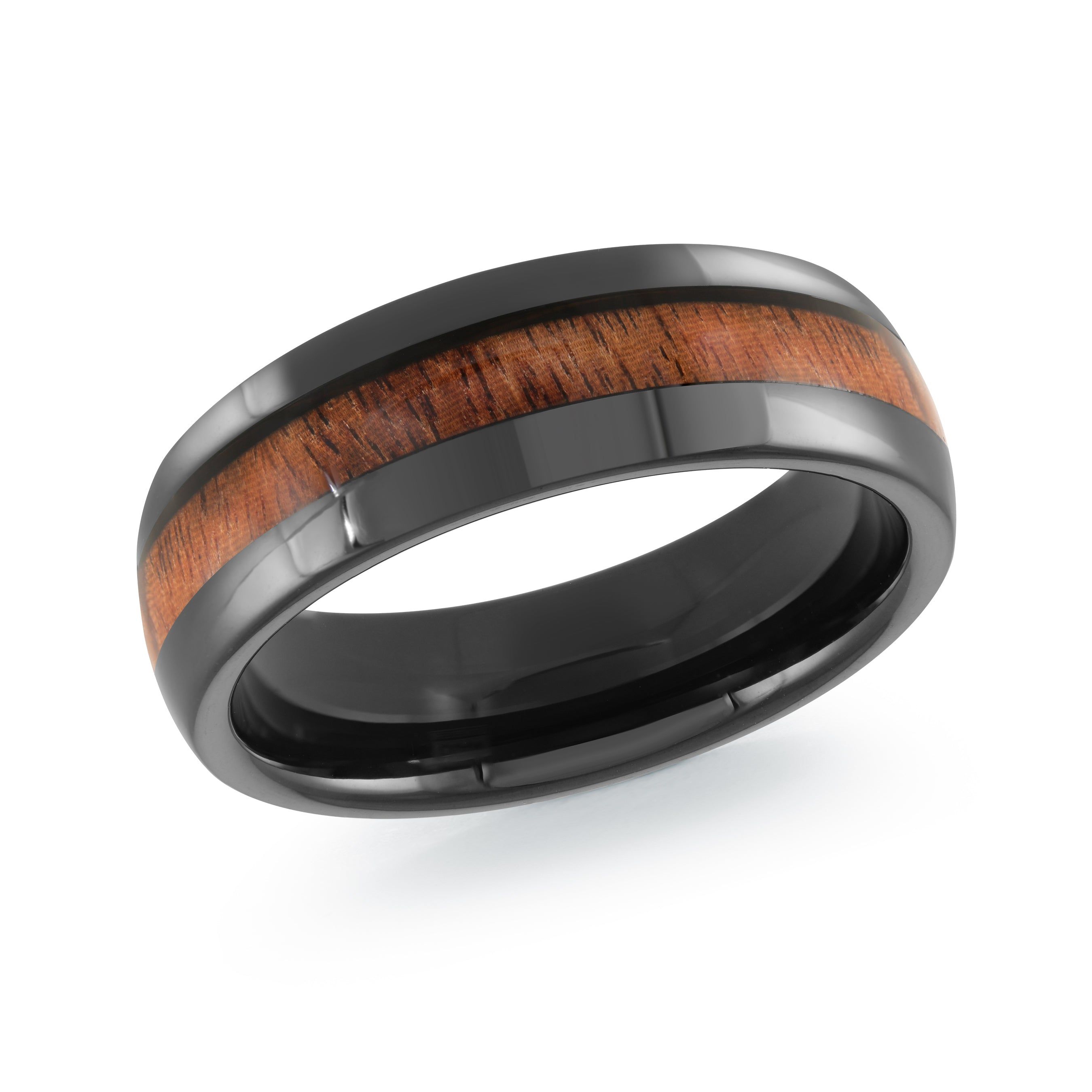 Men's 7mm Tungsten Wedding Ring with Wood Inlay Center