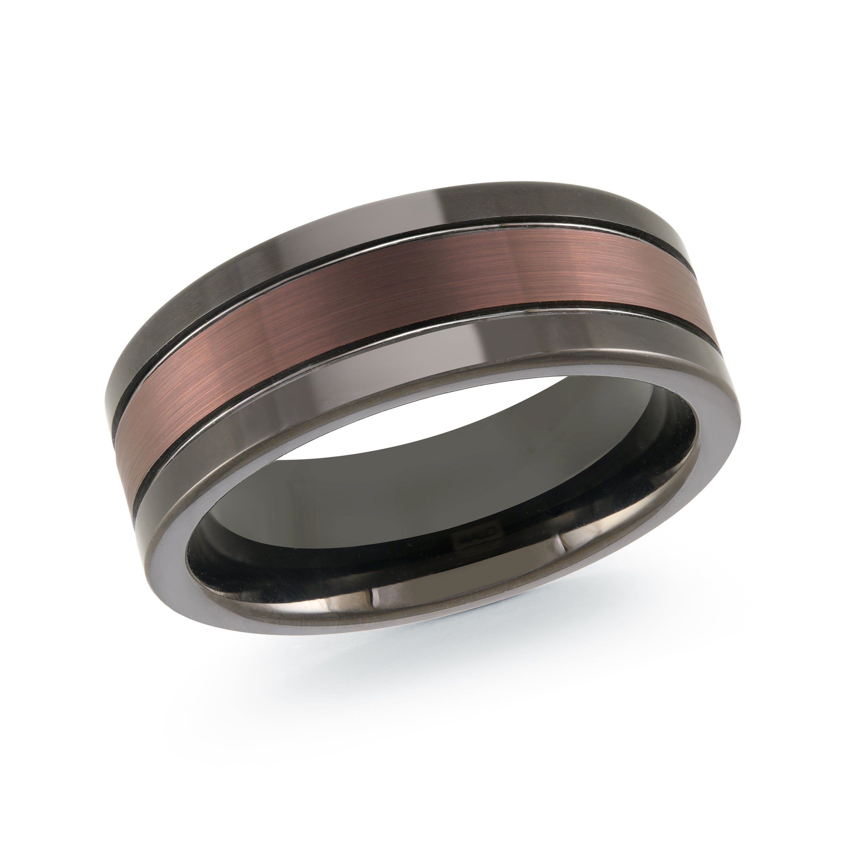 Men's 8mm Tungsten Wedding Ring with Copper Tone Center