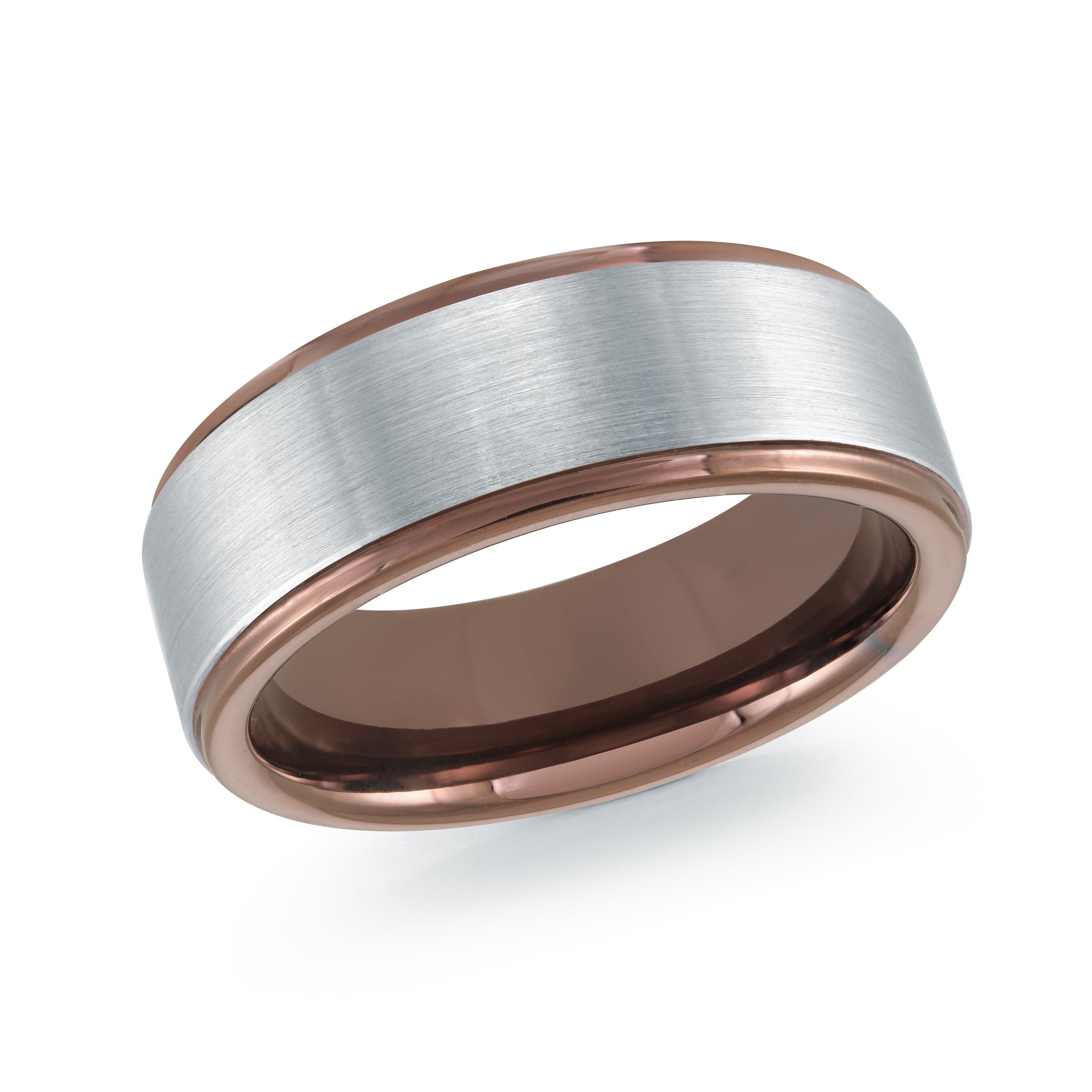 Men's 8mm Tungsten Wedding Ring with Copper Tone Edges