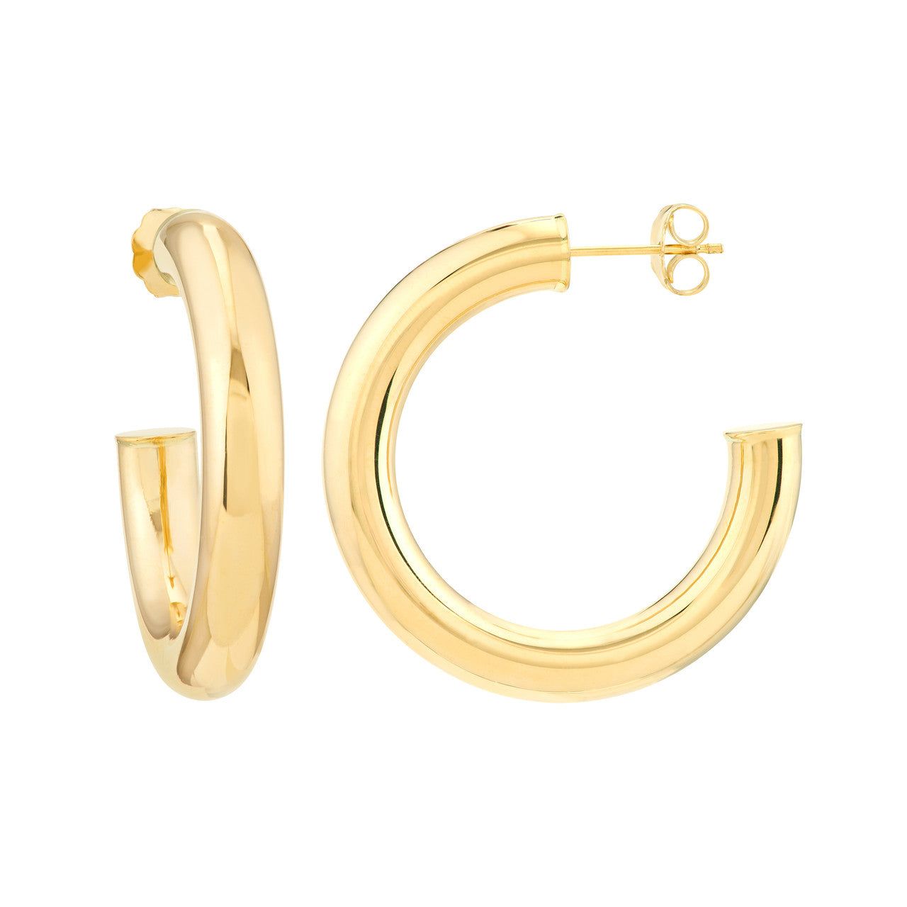 14kt Gold 5mm x 30mm Tube Hoop Earrings