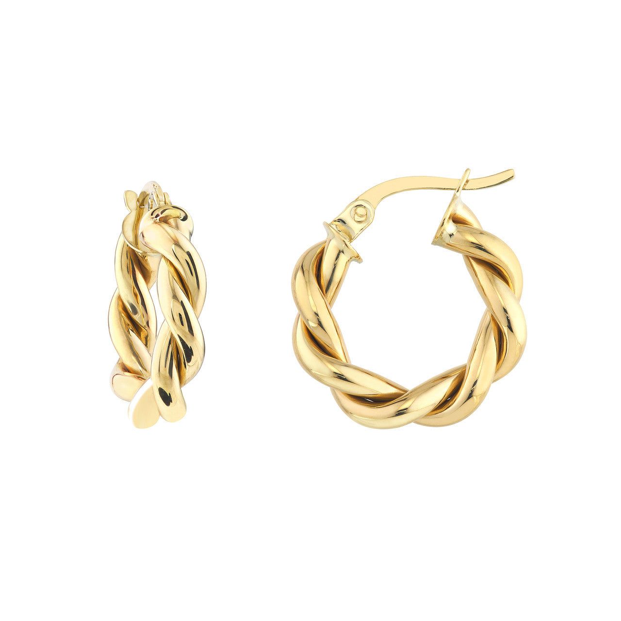 14kt Gold 10x4mm Braided Double Tube Hoop