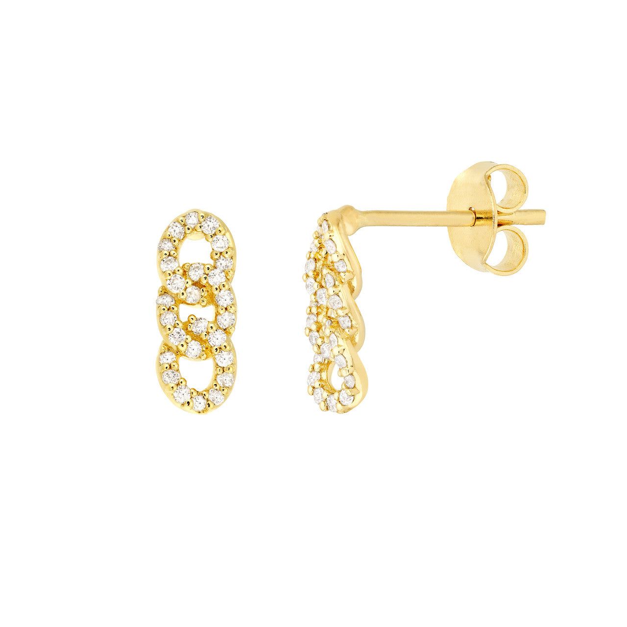 14kt Gold 0.17 CTW Diamond Triple Link Earrings