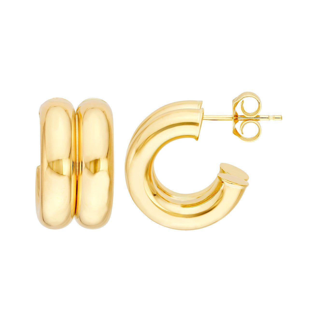 14kt Gold 15mm Small Double Hoop Earrings