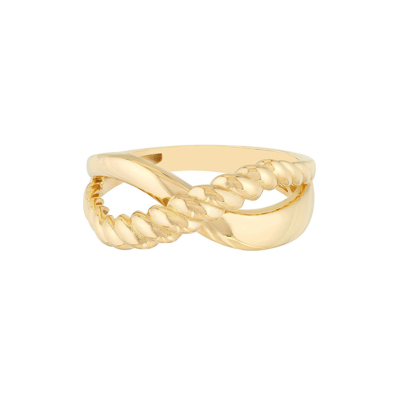 14kt Gold Ribbed Crossover Ring
