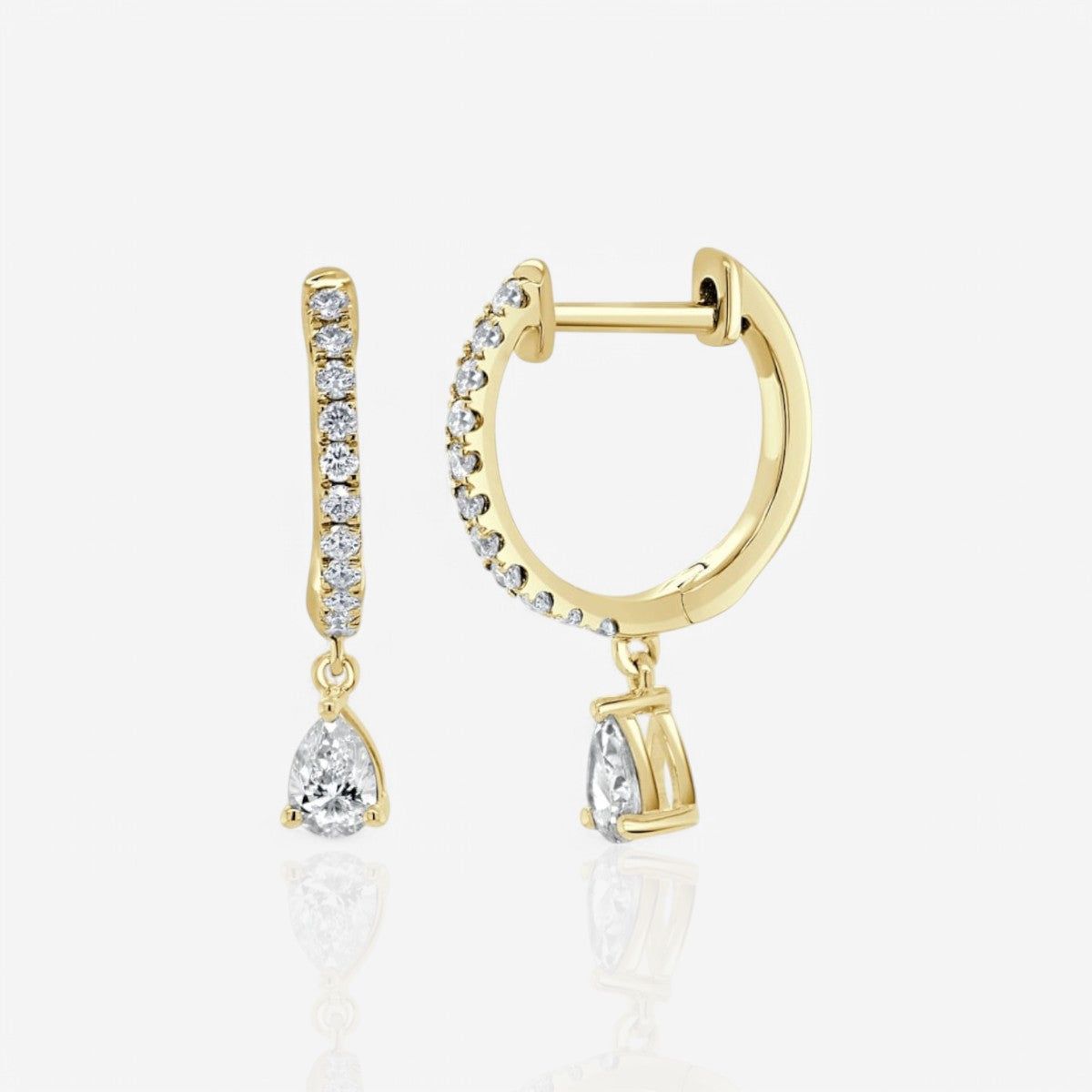 Diamond Pear-Shape Drop Huggie Earrings