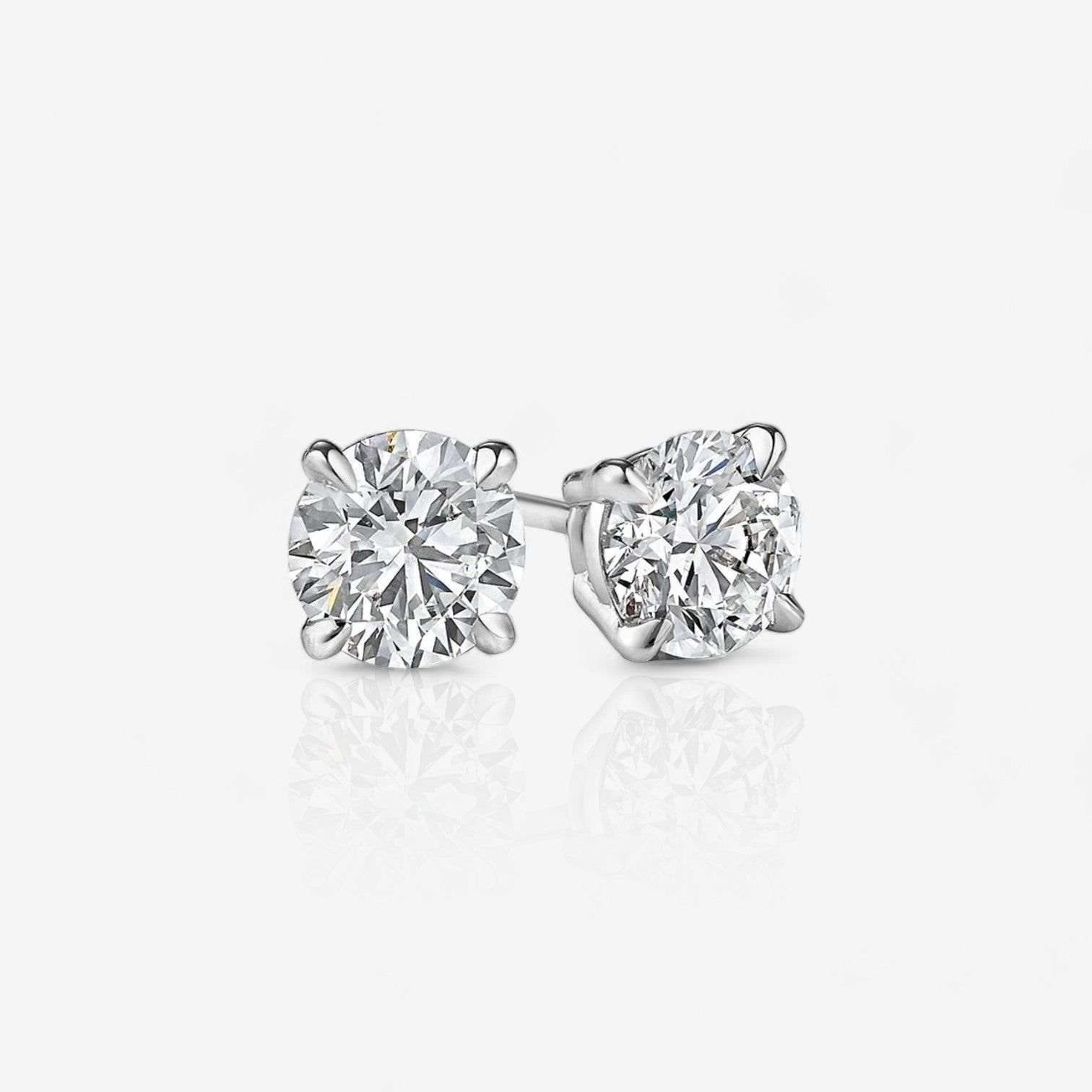 14kt Gold 1.00 CTW FVS Lab-Grown Four-Prong Round Diamond Stud Earrings
