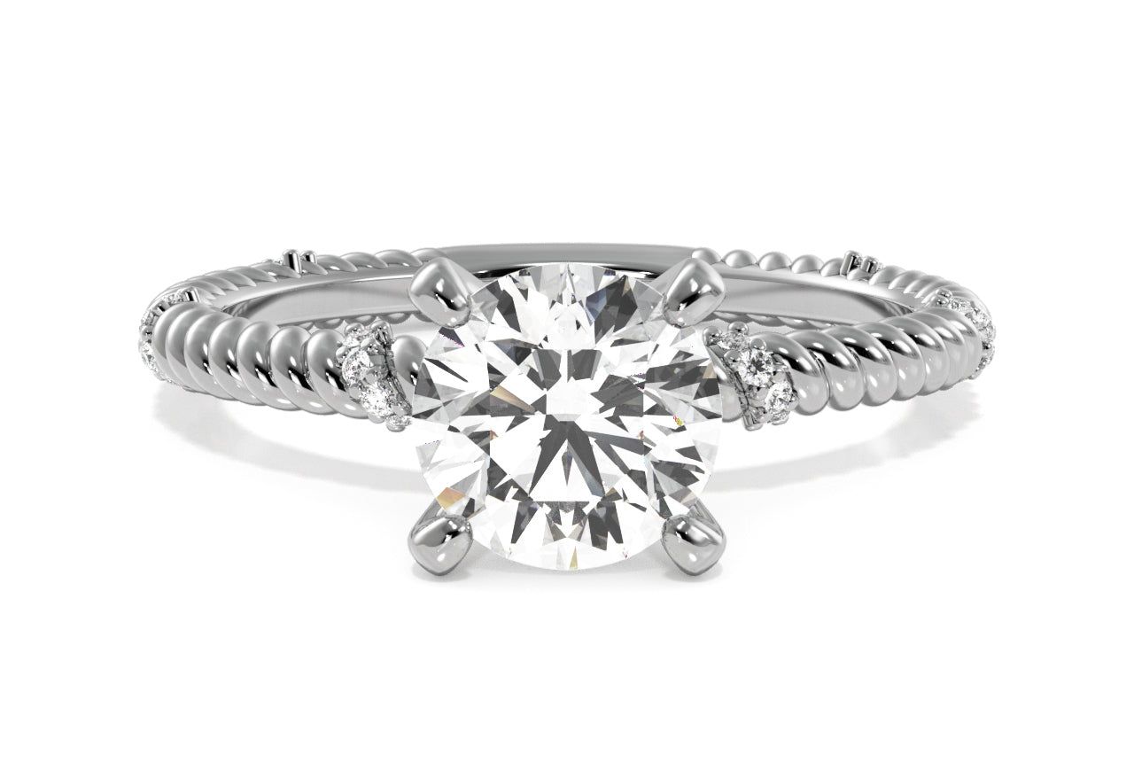 Twisted Rope Diamond Engagement Ring / 2.01 Carat Princess Diamond