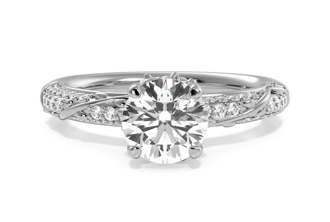 Three-Row Diamond Vine Engagement Ring with Diamond Gallery