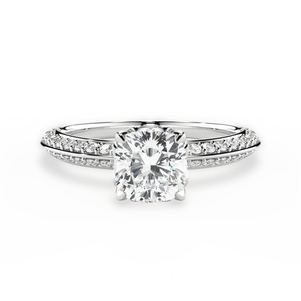 Knife Edge Diamond Band Engagement Ring / 2.51 Carat Cushion Diamond