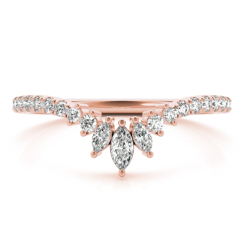 Graduated Marquise & Round Diamond Chevron Wedding Ring