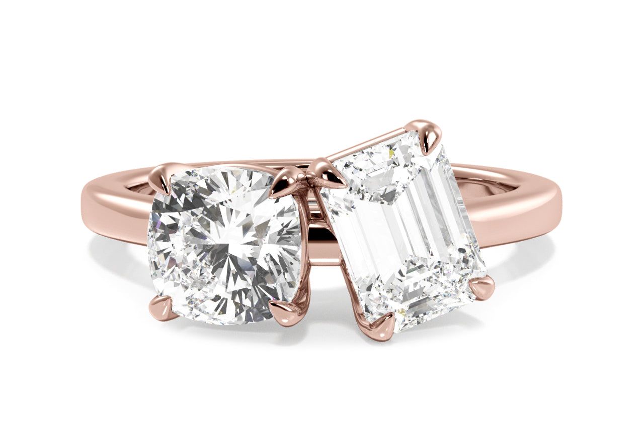 Toi et Moi Personalized / 3.01 Carat Emerald Diamond